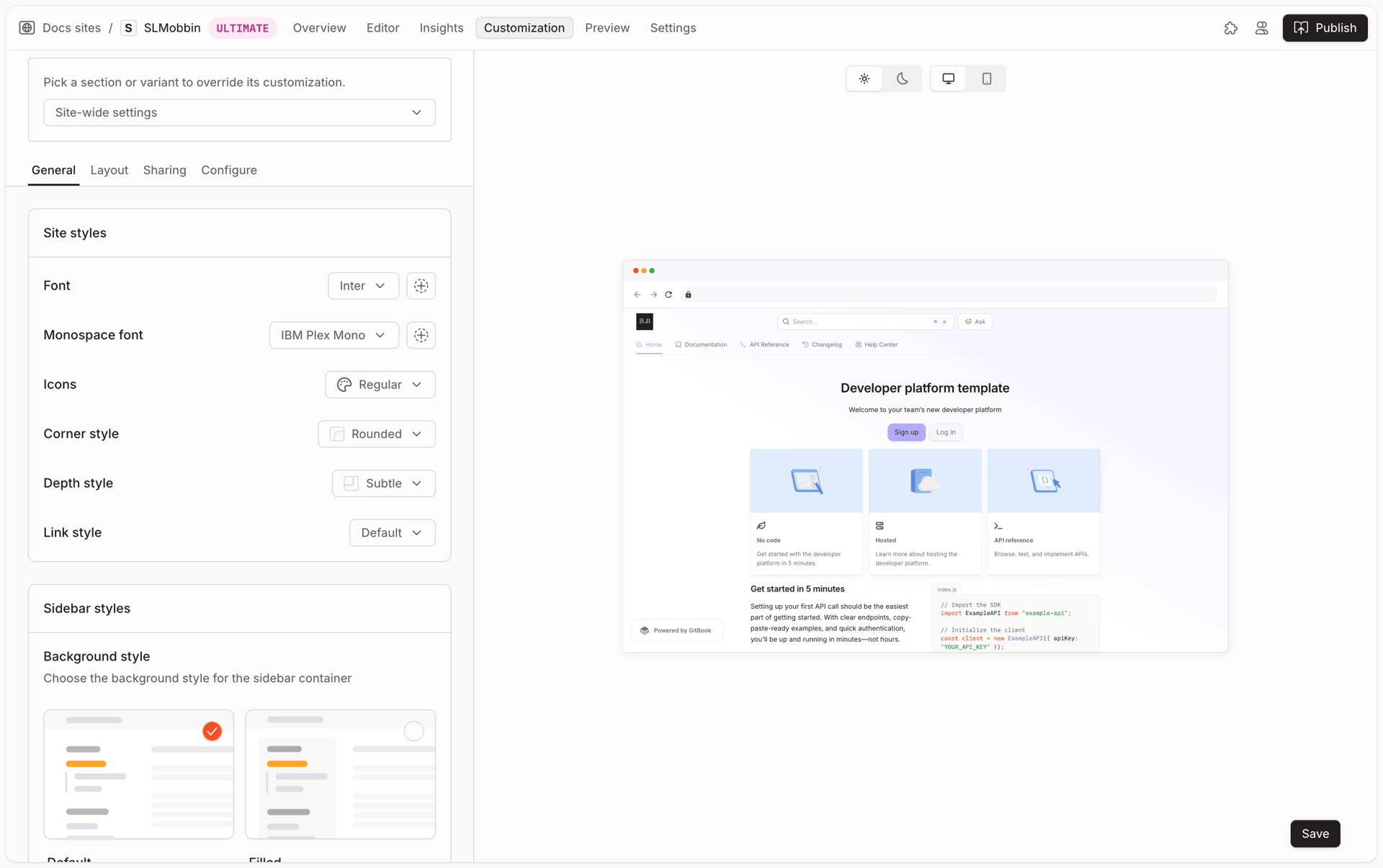GitBook Web Developer Tools interface screenshot 4