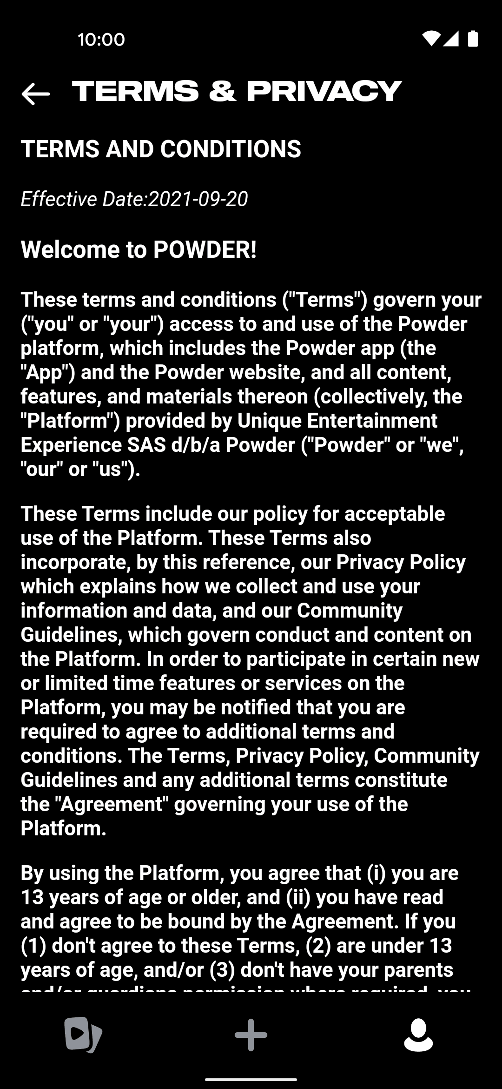 Powder Android Social Networking interface screenshot 16