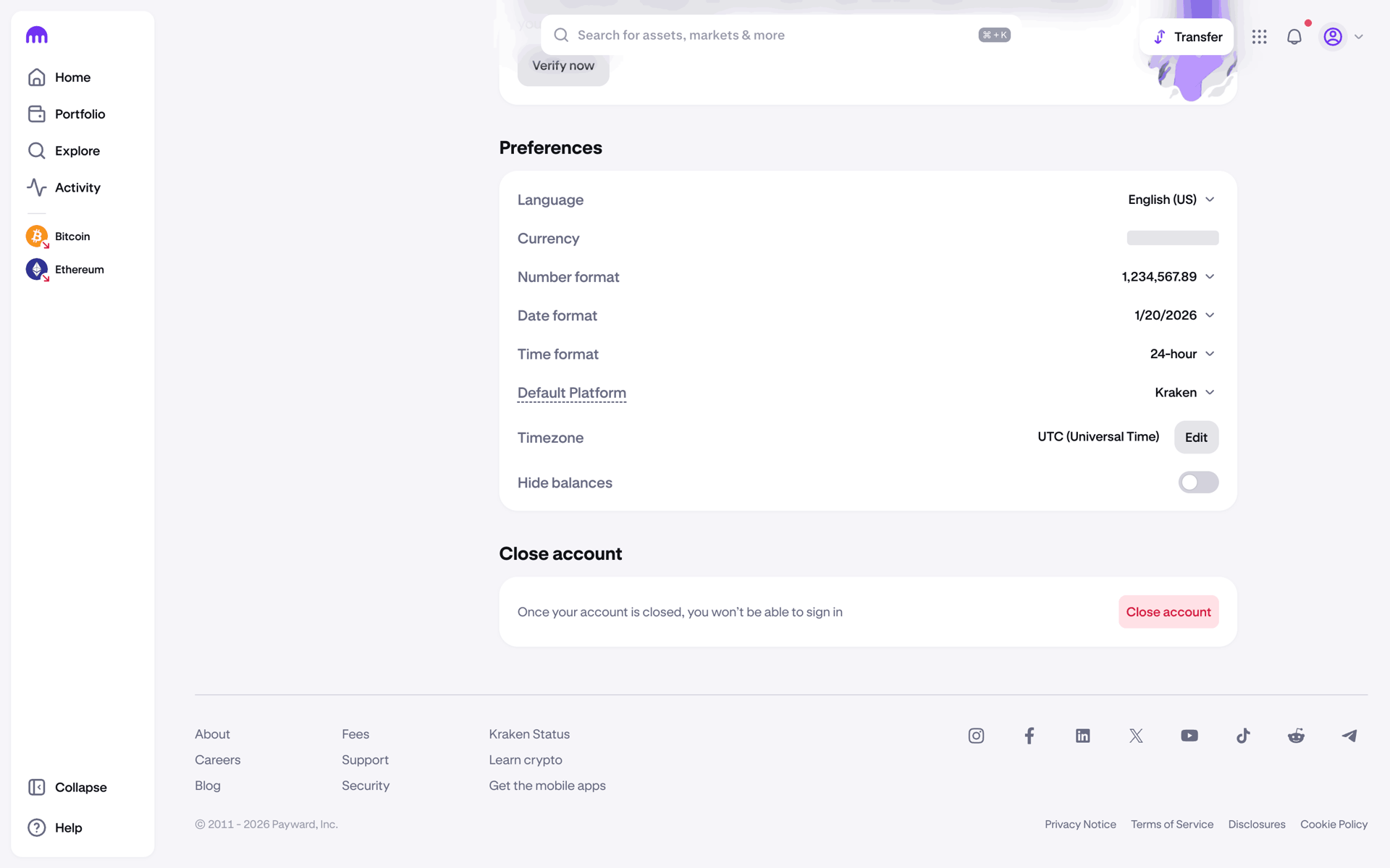 Kraken Web Finance interface screenshot 24