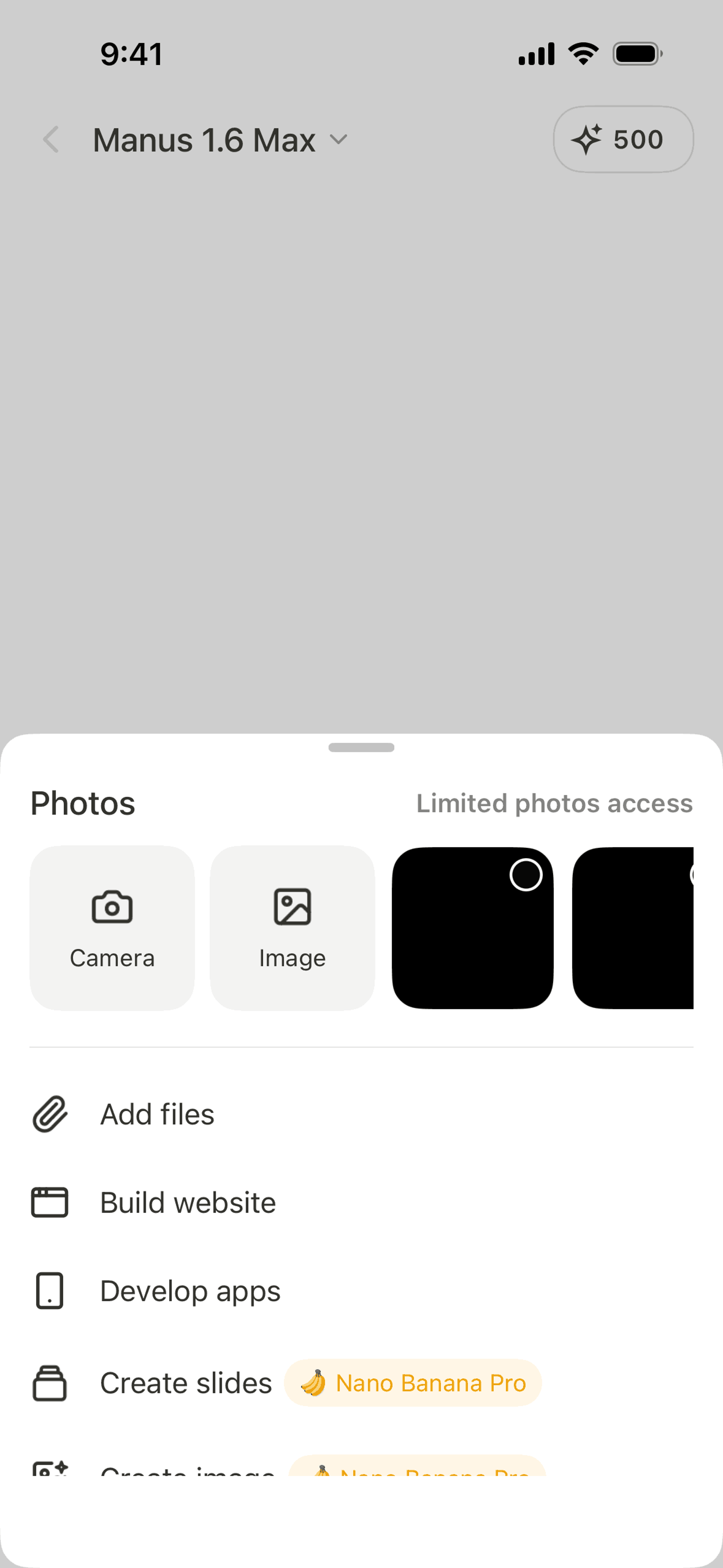 Manus iOS AI interface screenshot 7