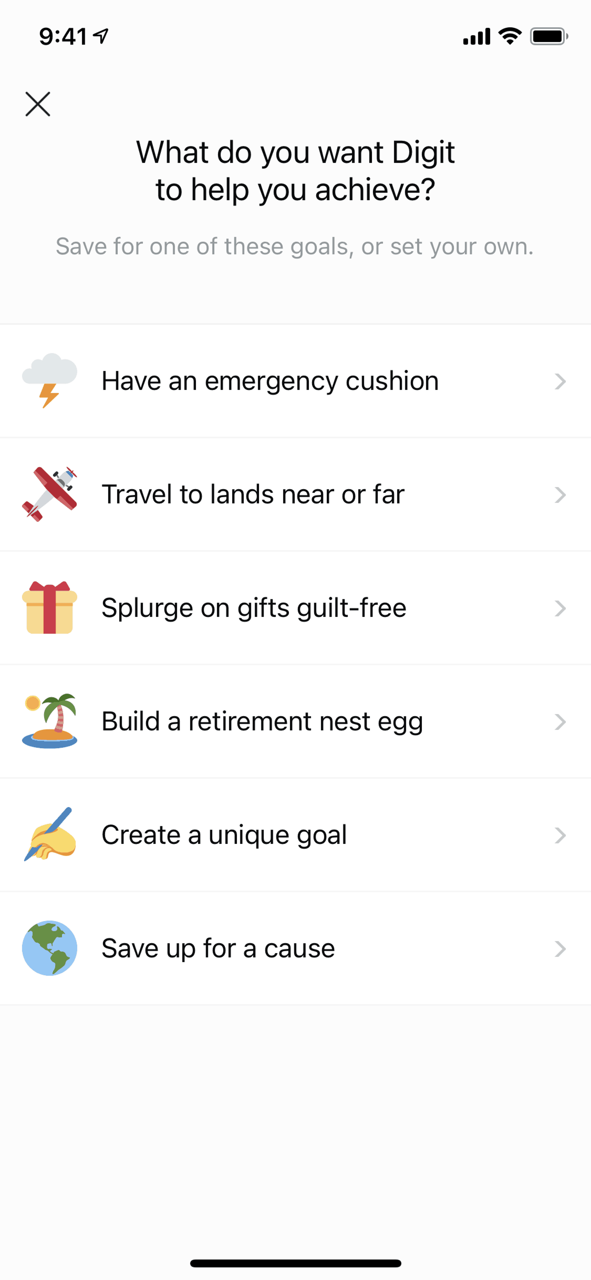 Digit iOS Finance interface screenshot 6