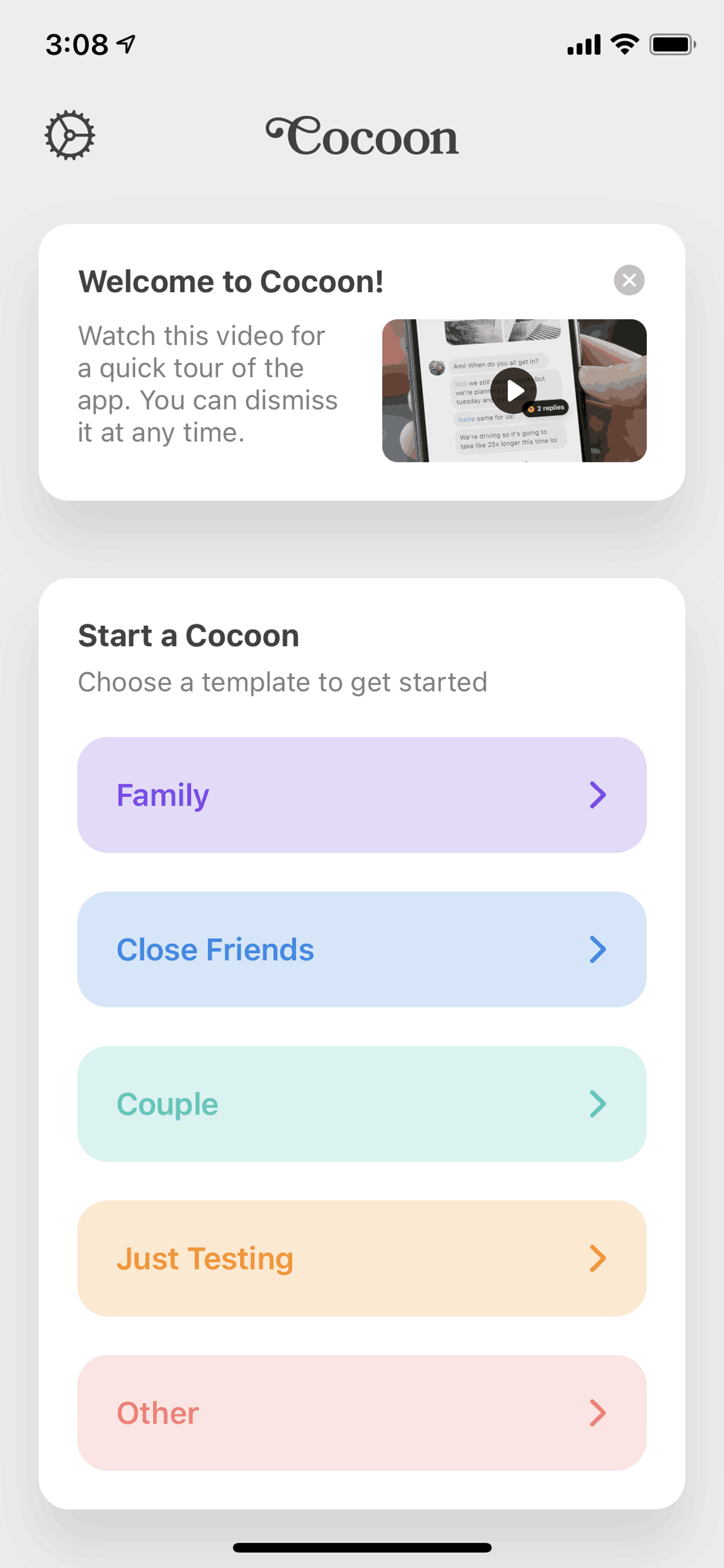Cocoon iOS Lifestyle interface screenshot 9