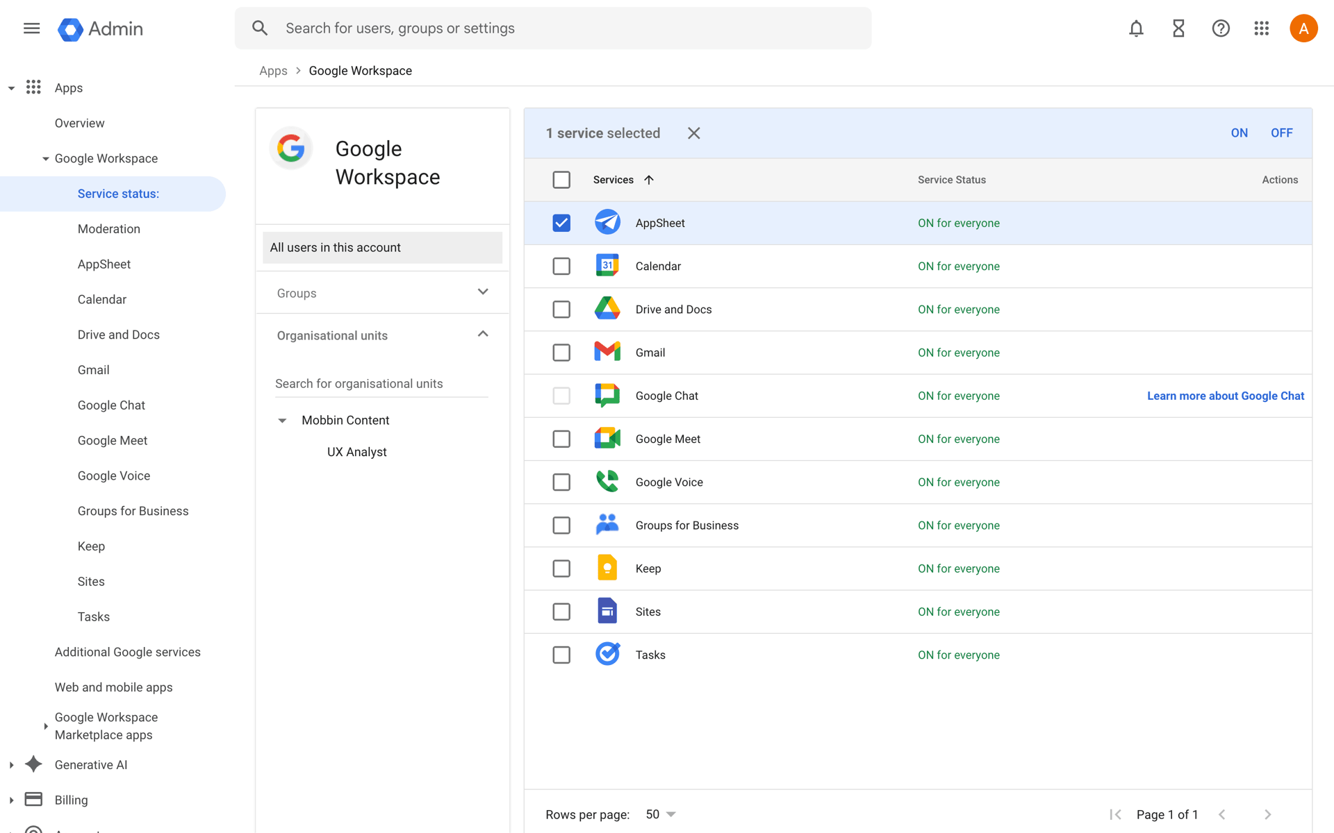 Google Workspace Web Business interface screenshot 24