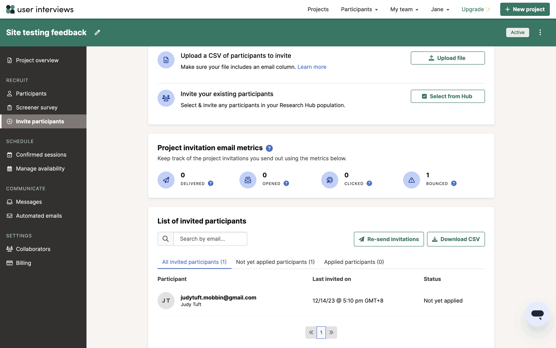 User Interviews Web Business interface screenshot 15