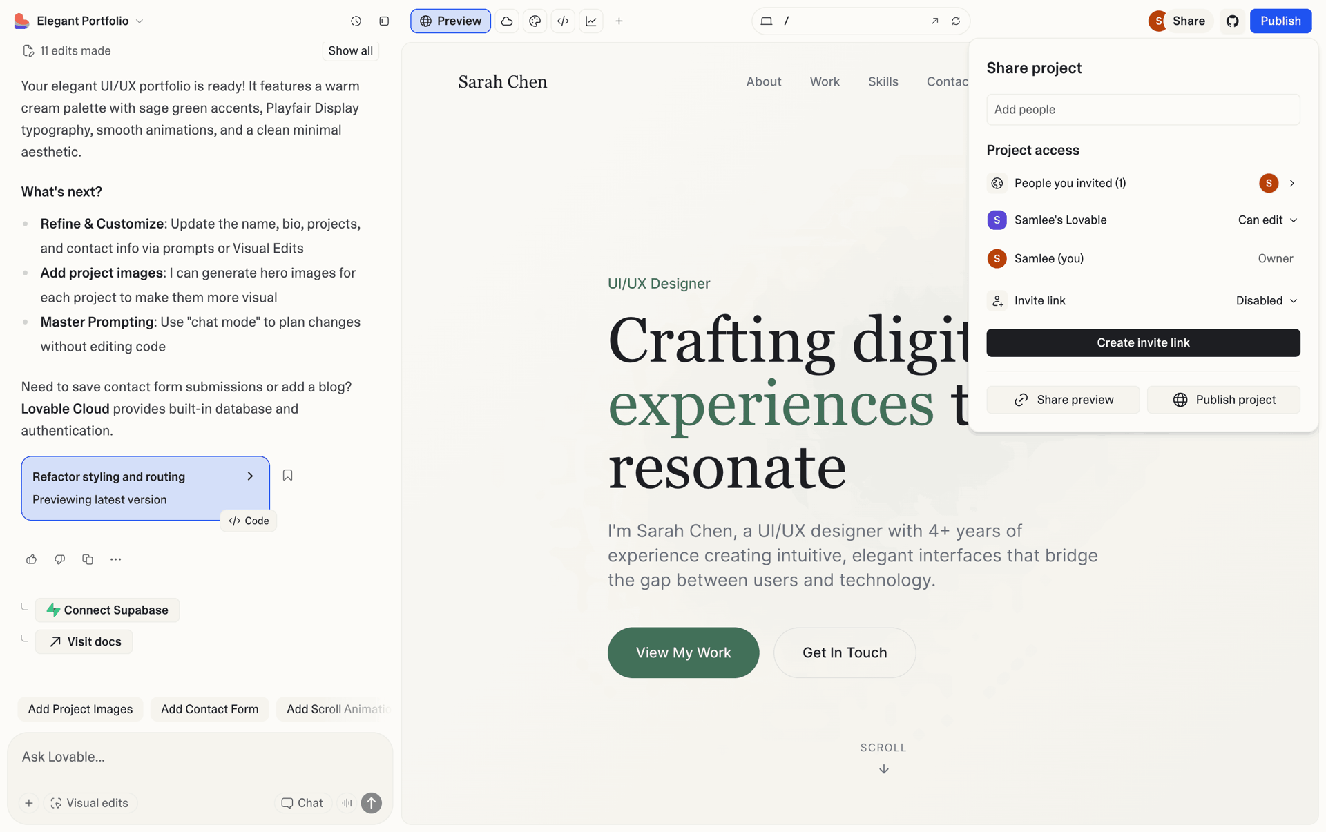 Lovable Web Developer Tools interface screenshot 10