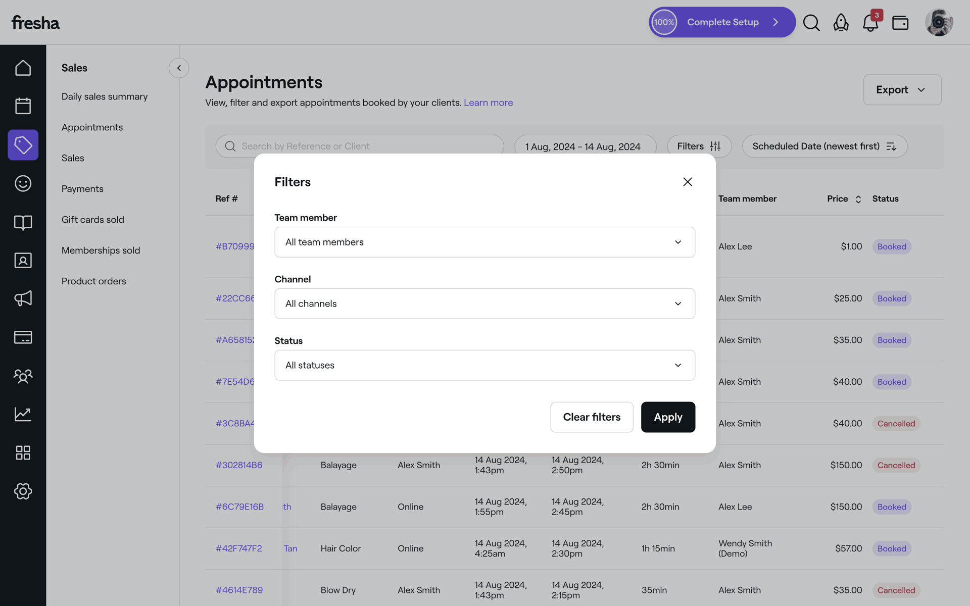 Fresha Web Business interface screenshot 16