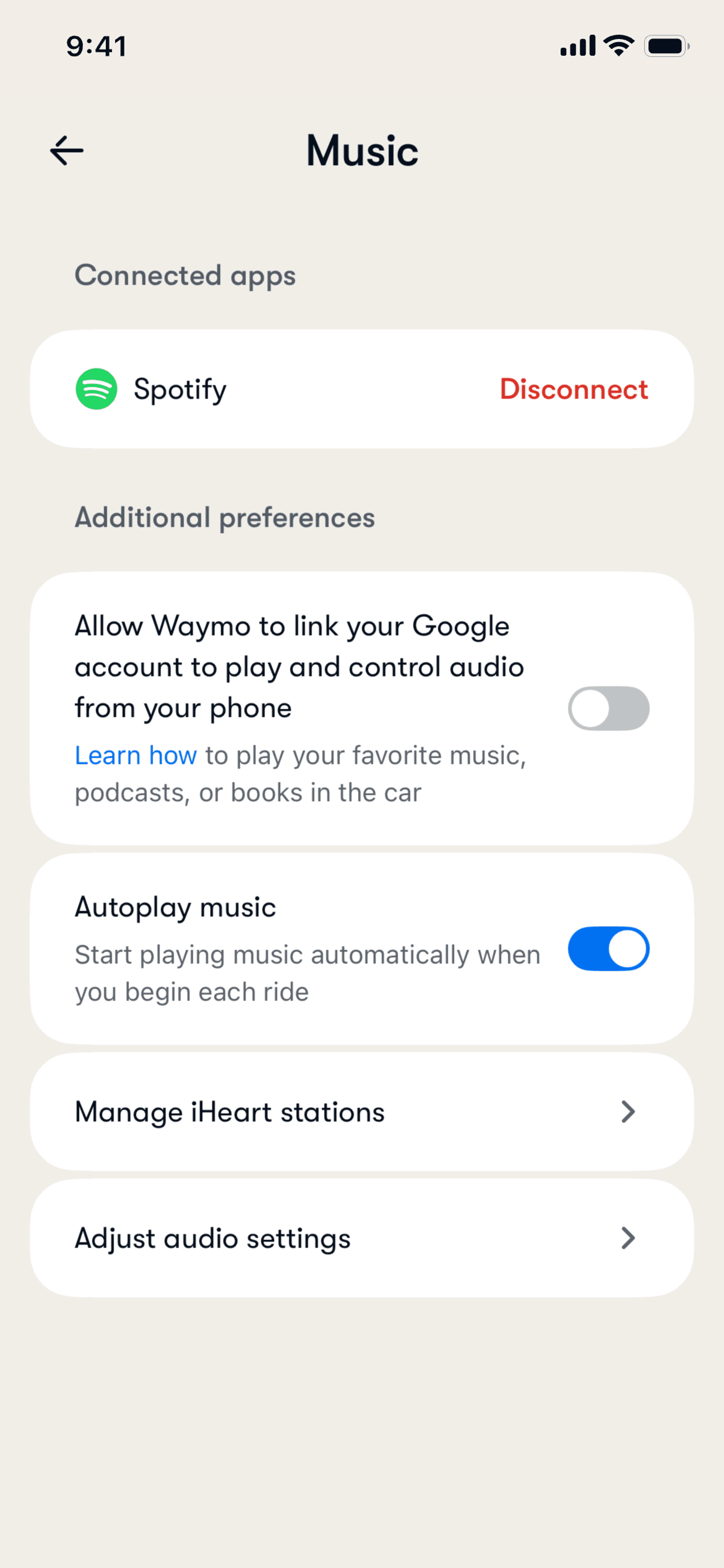 Waymo iOS Travel & Transportation interface screenshot 12