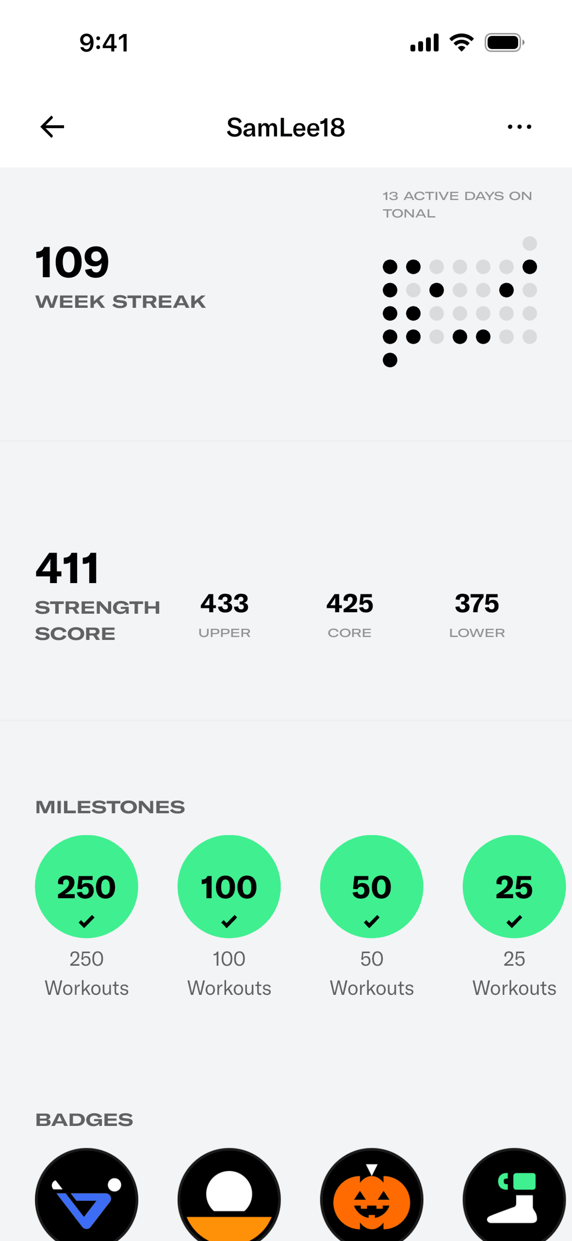 Tonal iOS strength training interface screenshot 16