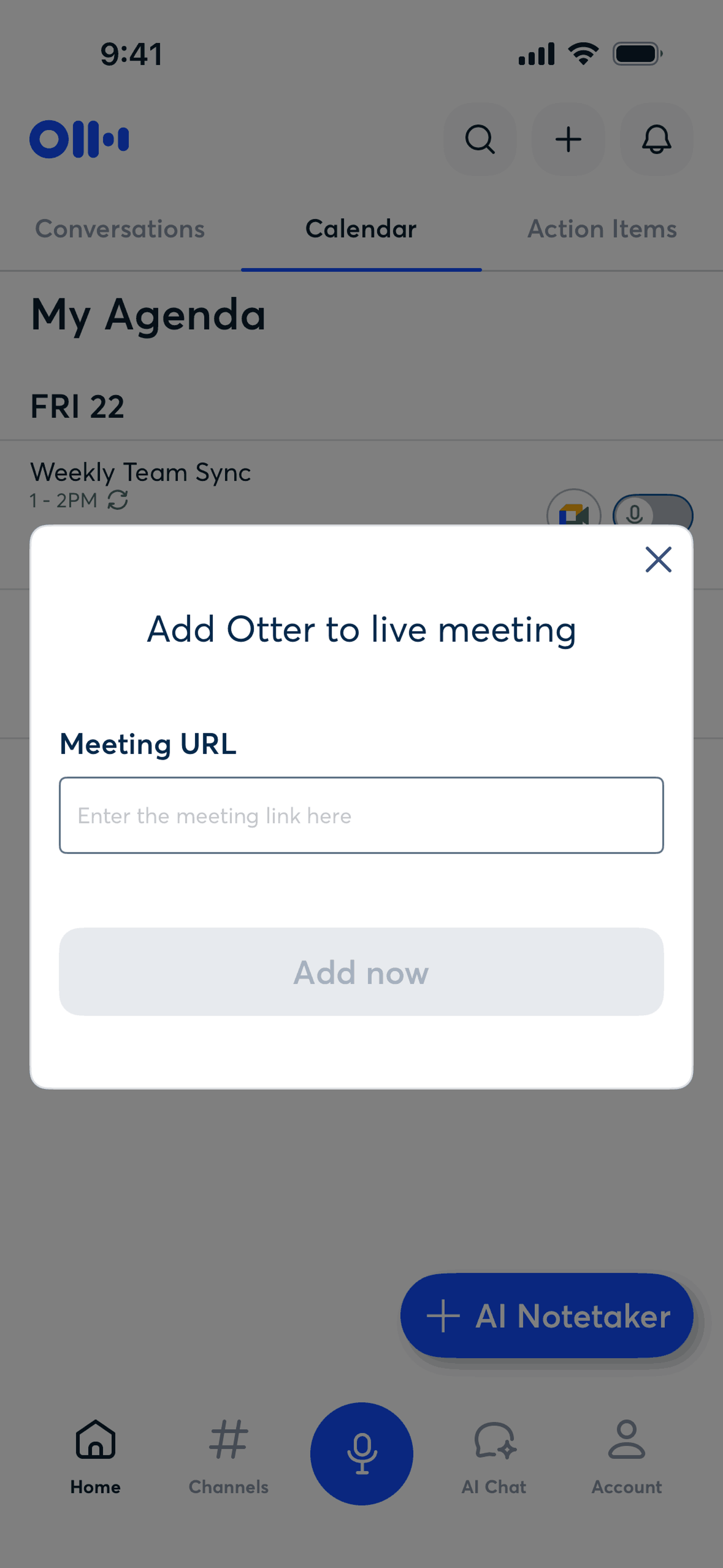 Otter.ai iOS AI interface screenshot 2
