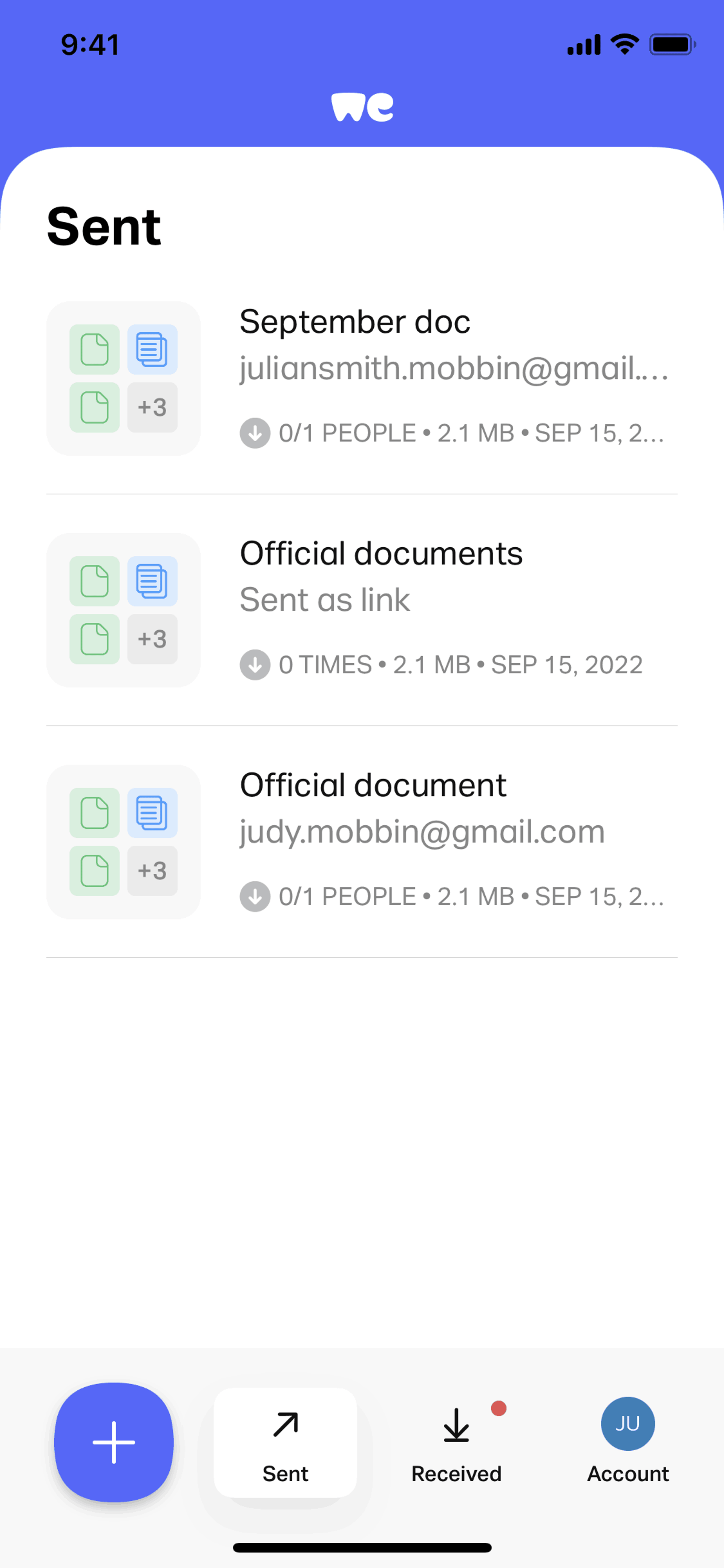 WeTransfer iOS Productivity interface screenshot 10