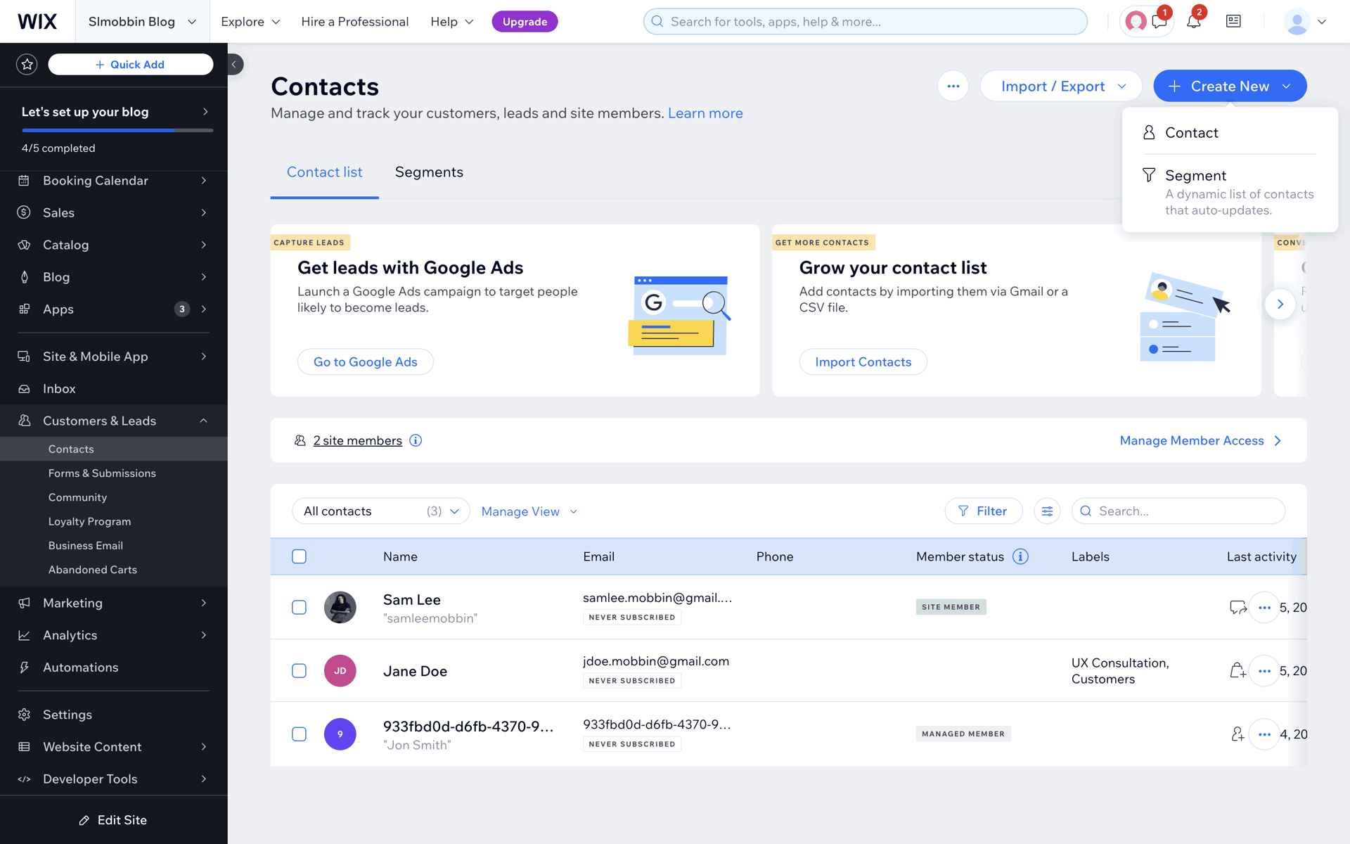 Wix Web Business interface screenshot 6