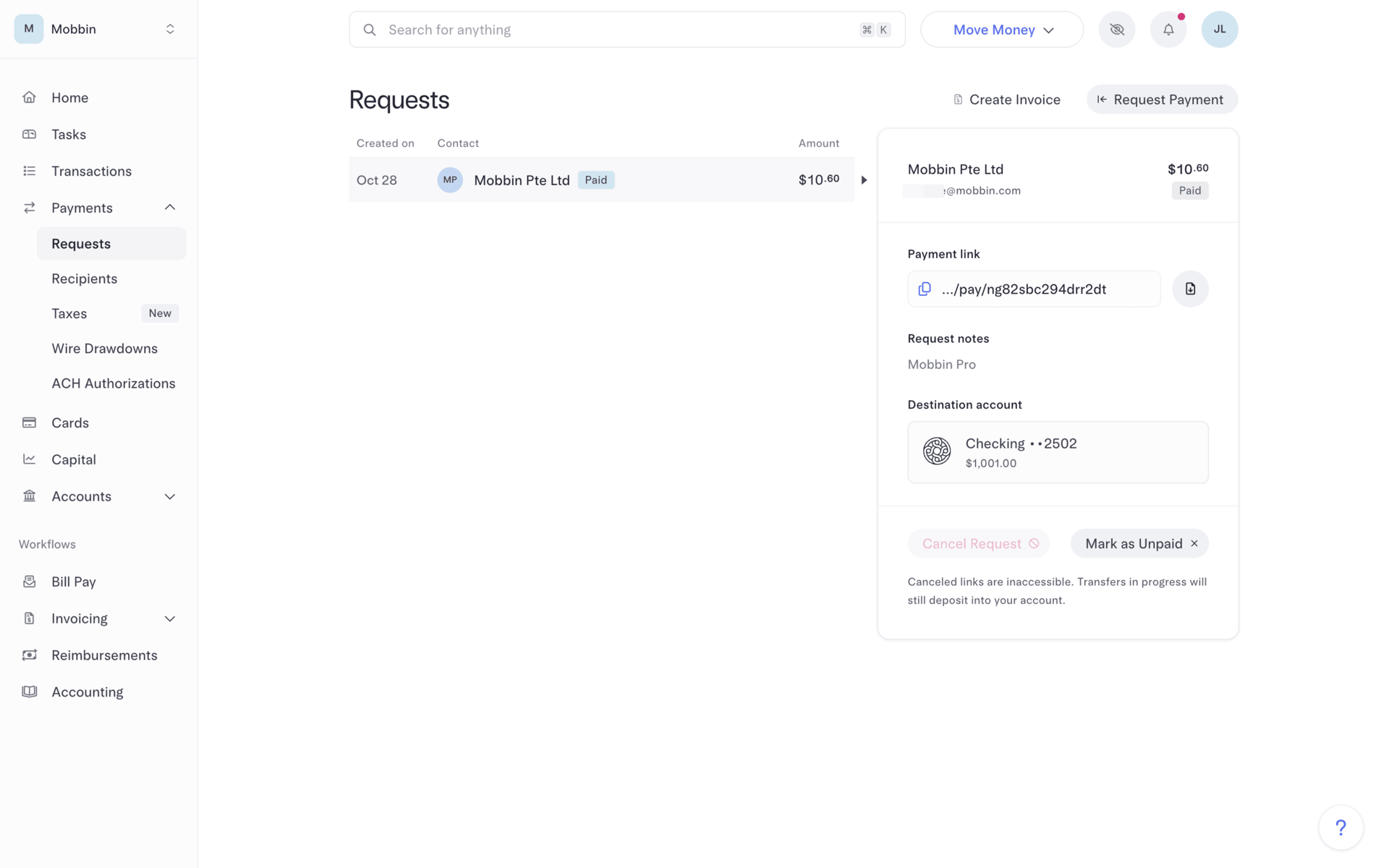 Mercury Web Finance interface screenshot 24