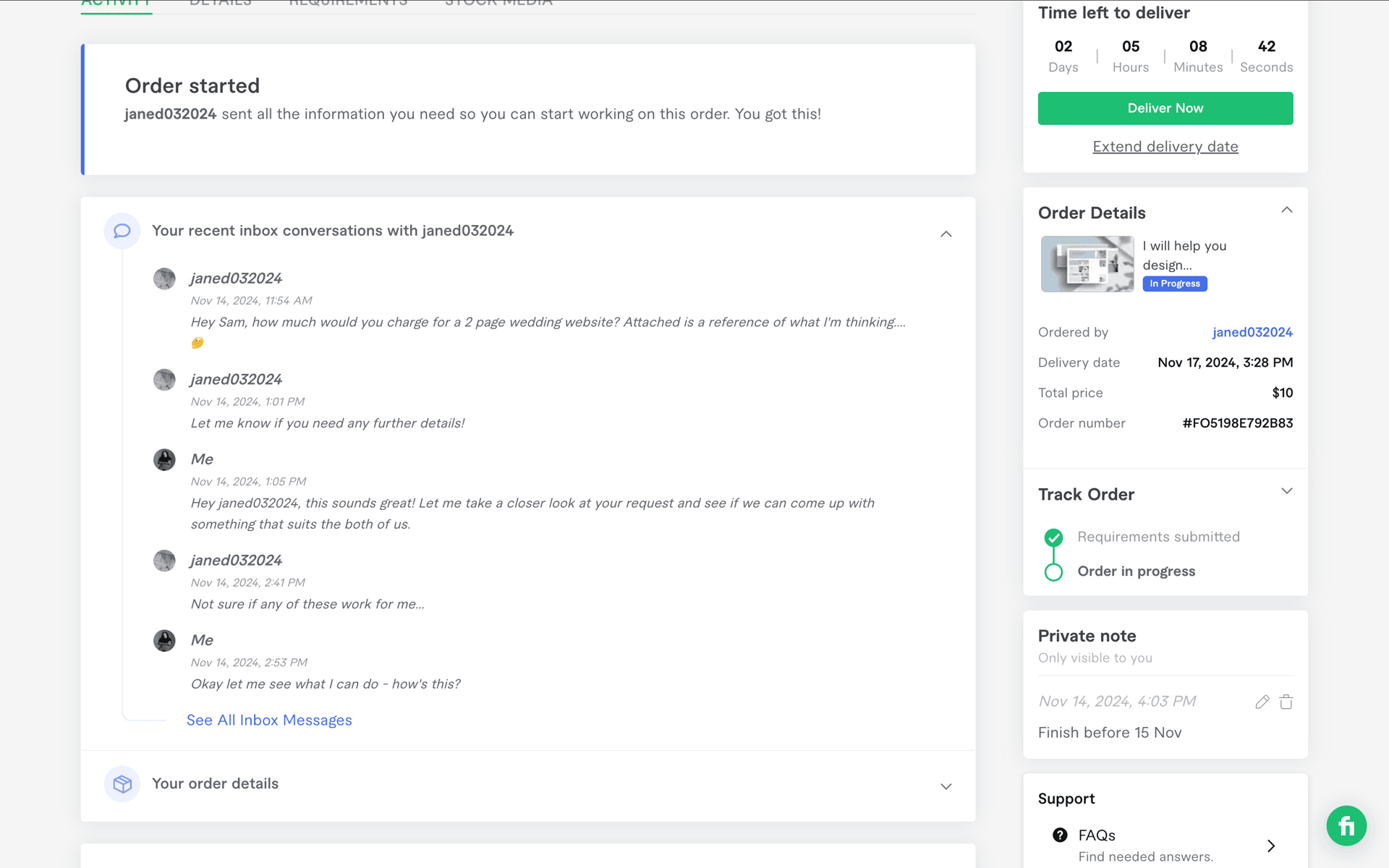 Fiverr Web Business interface screenshot 11