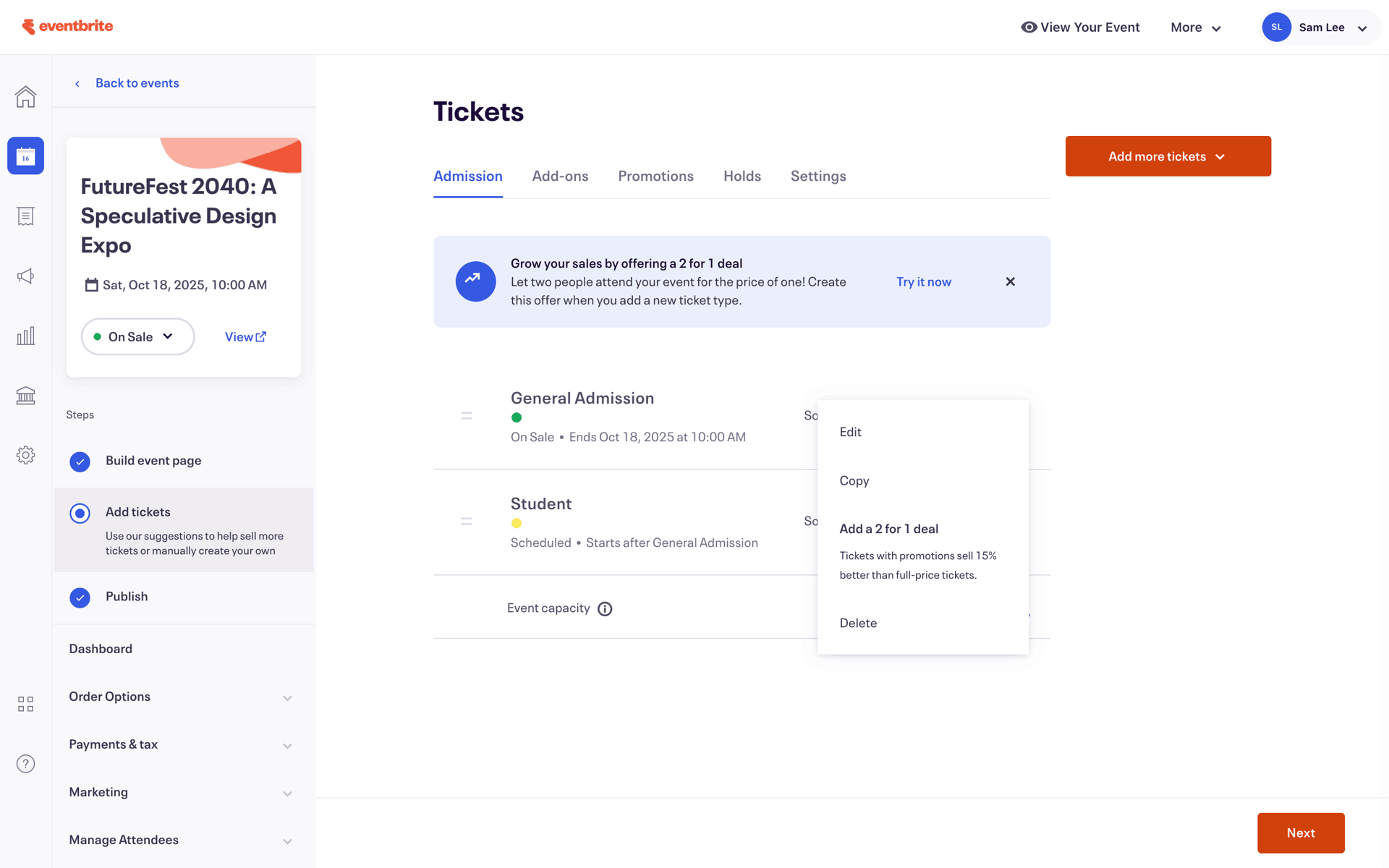 Eventbrite Web Entertainment interface screenshot 20