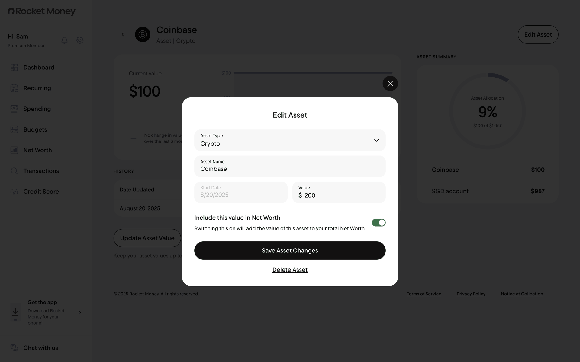 Rocket Money Web Finance interface screenshot 10