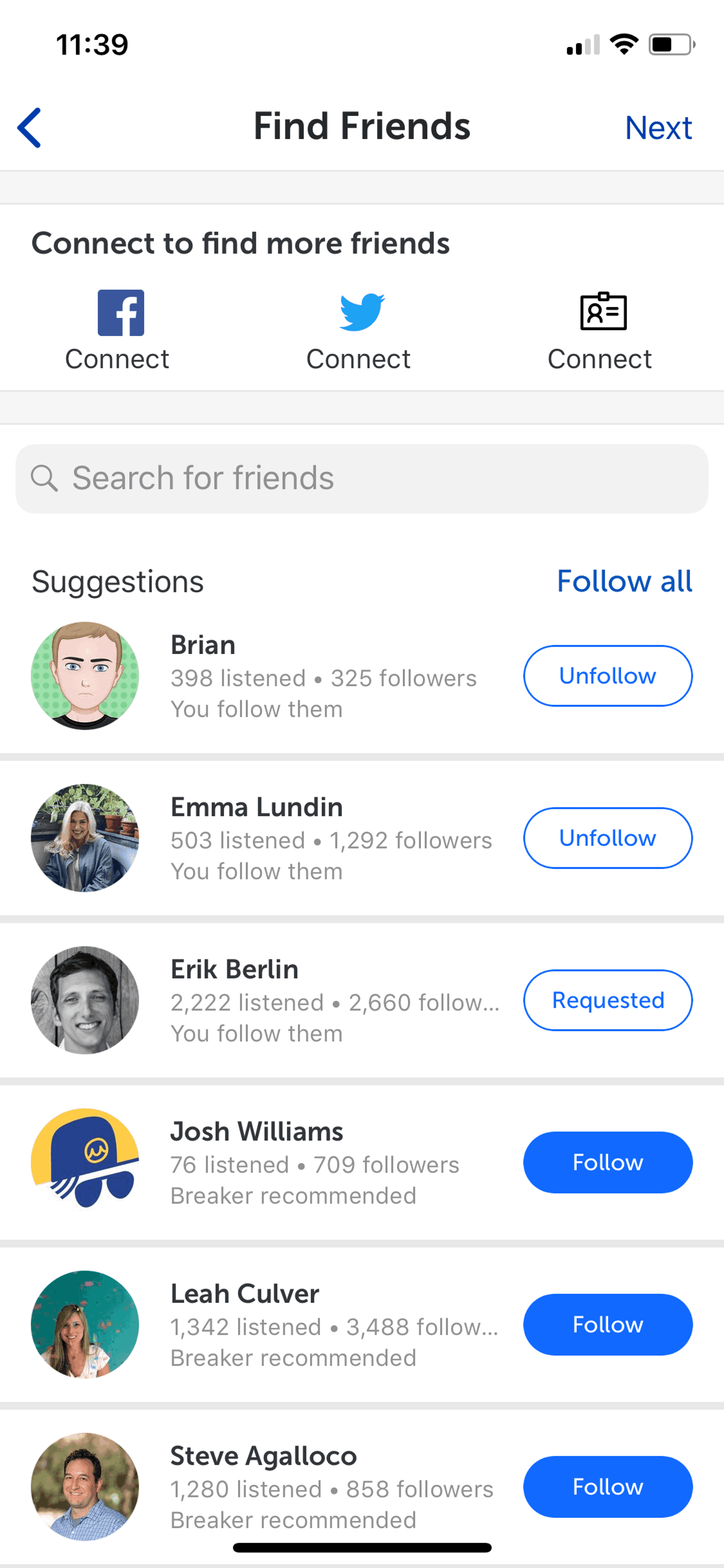 Breaker iOS Social Networking interface screenshot 8