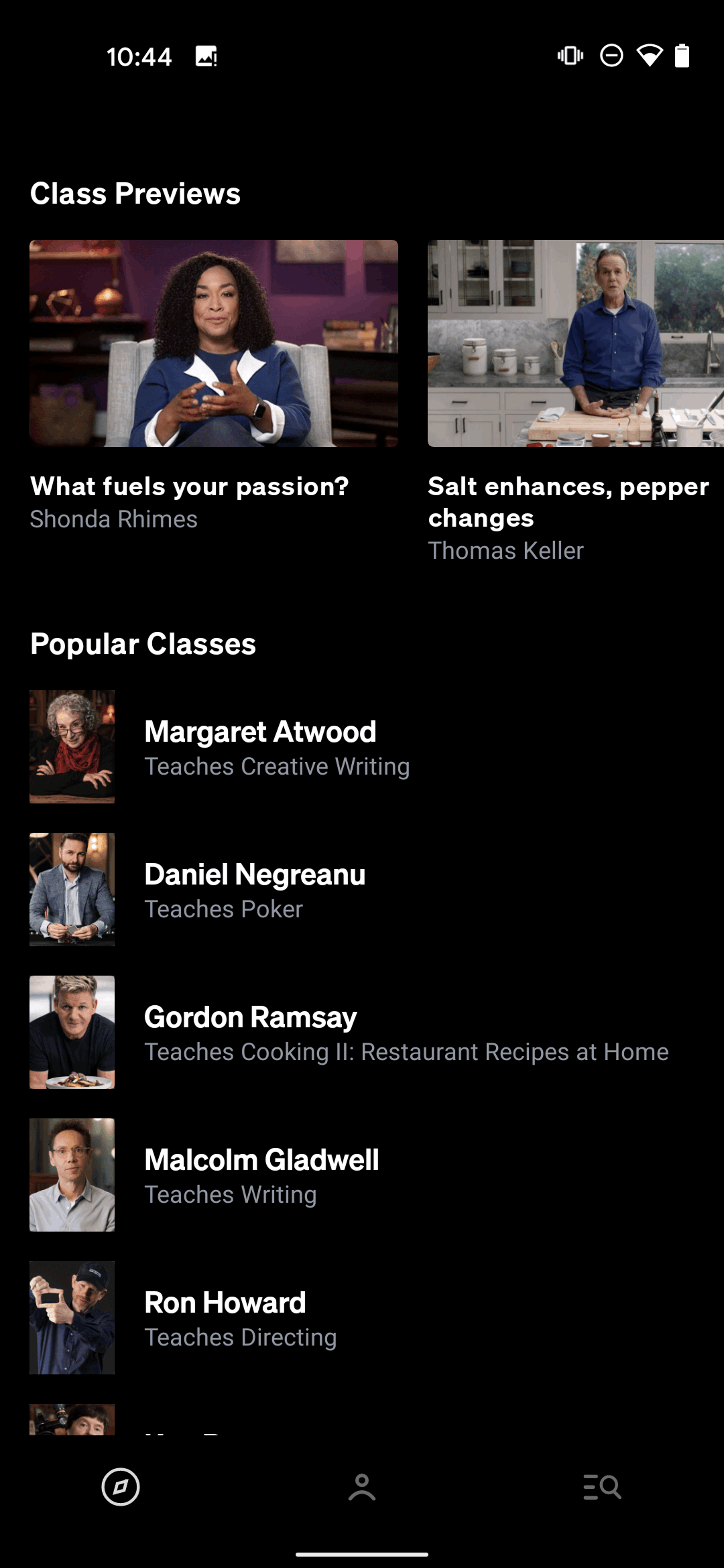 MasterClass Android Education interface screenshot 15