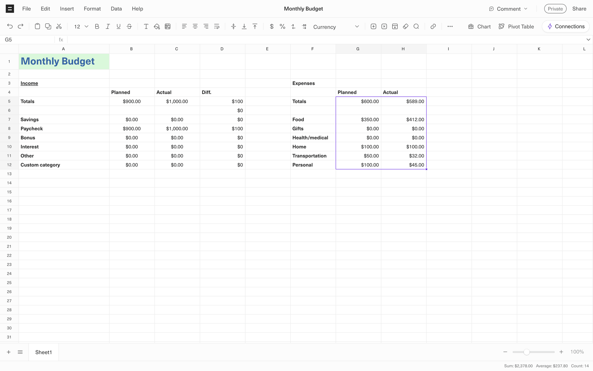 Equals Web Business interface screenshot 2