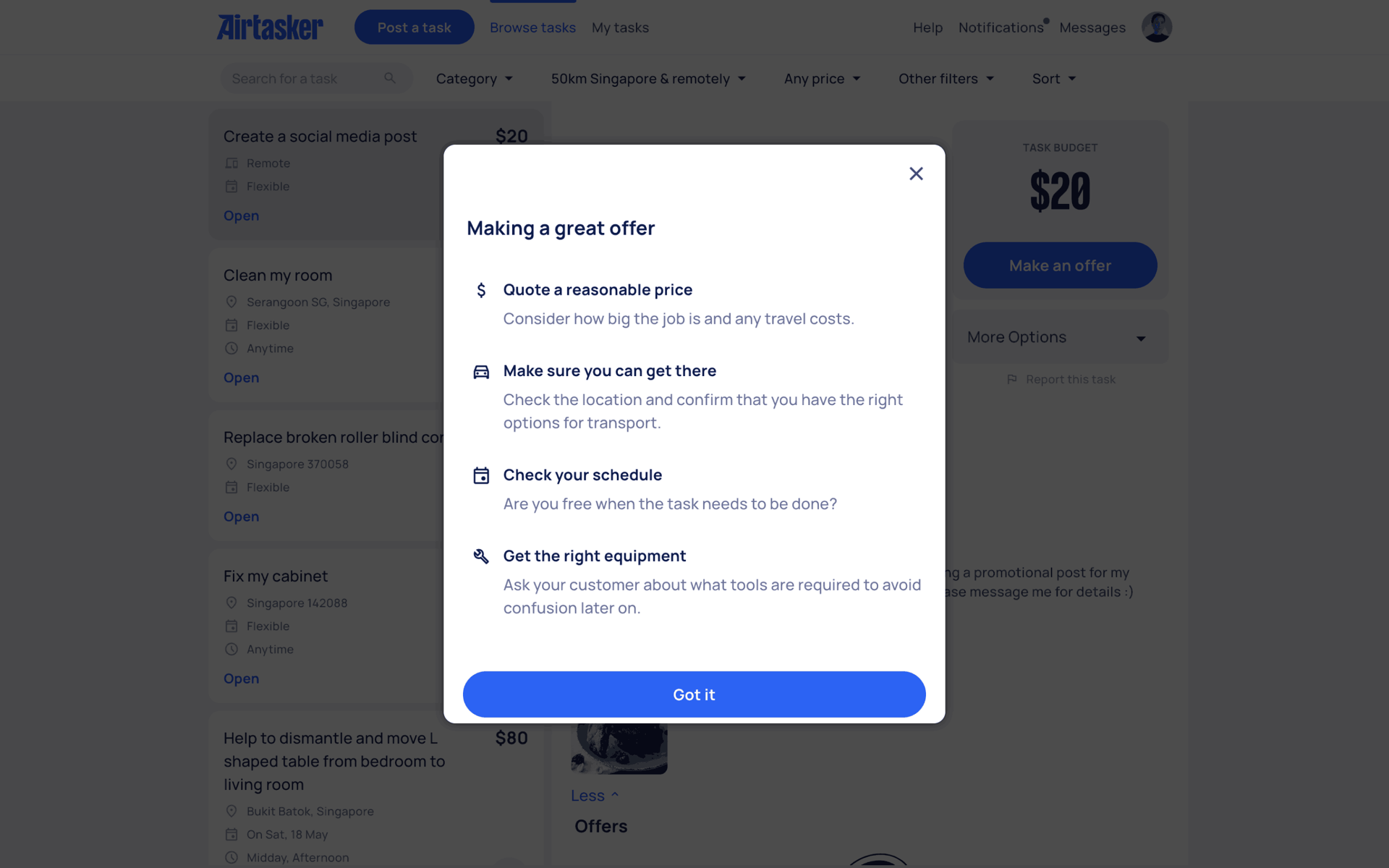 Airtasker Web Lifestyle interface screenshot 11