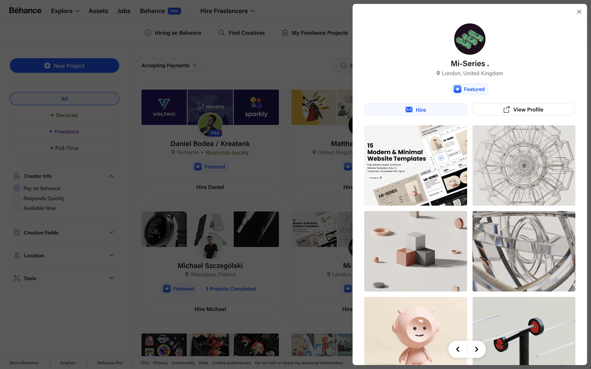 Behance Web Photo & Video interface screenshot 11
