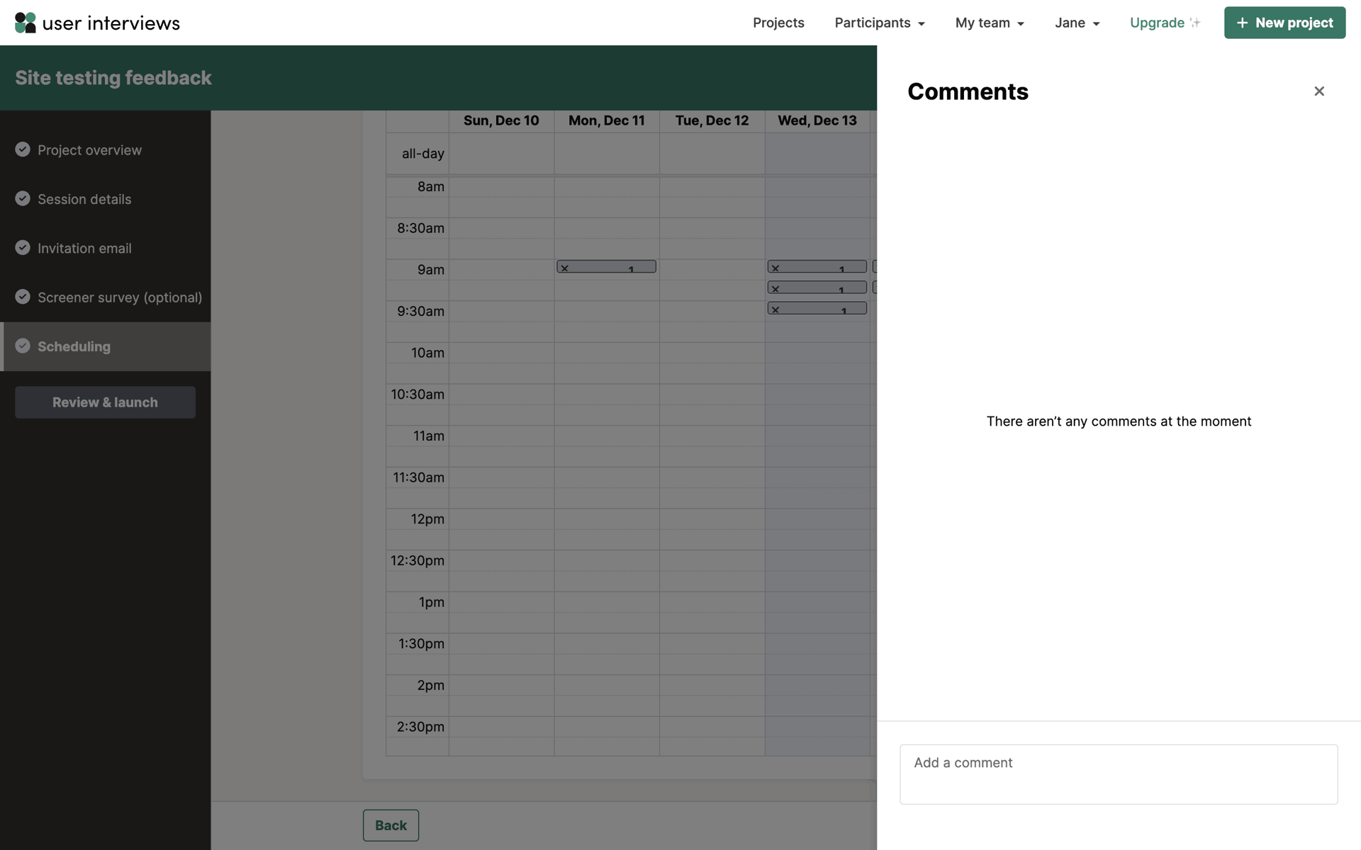 User Interviews Web Business interface screenshot 8