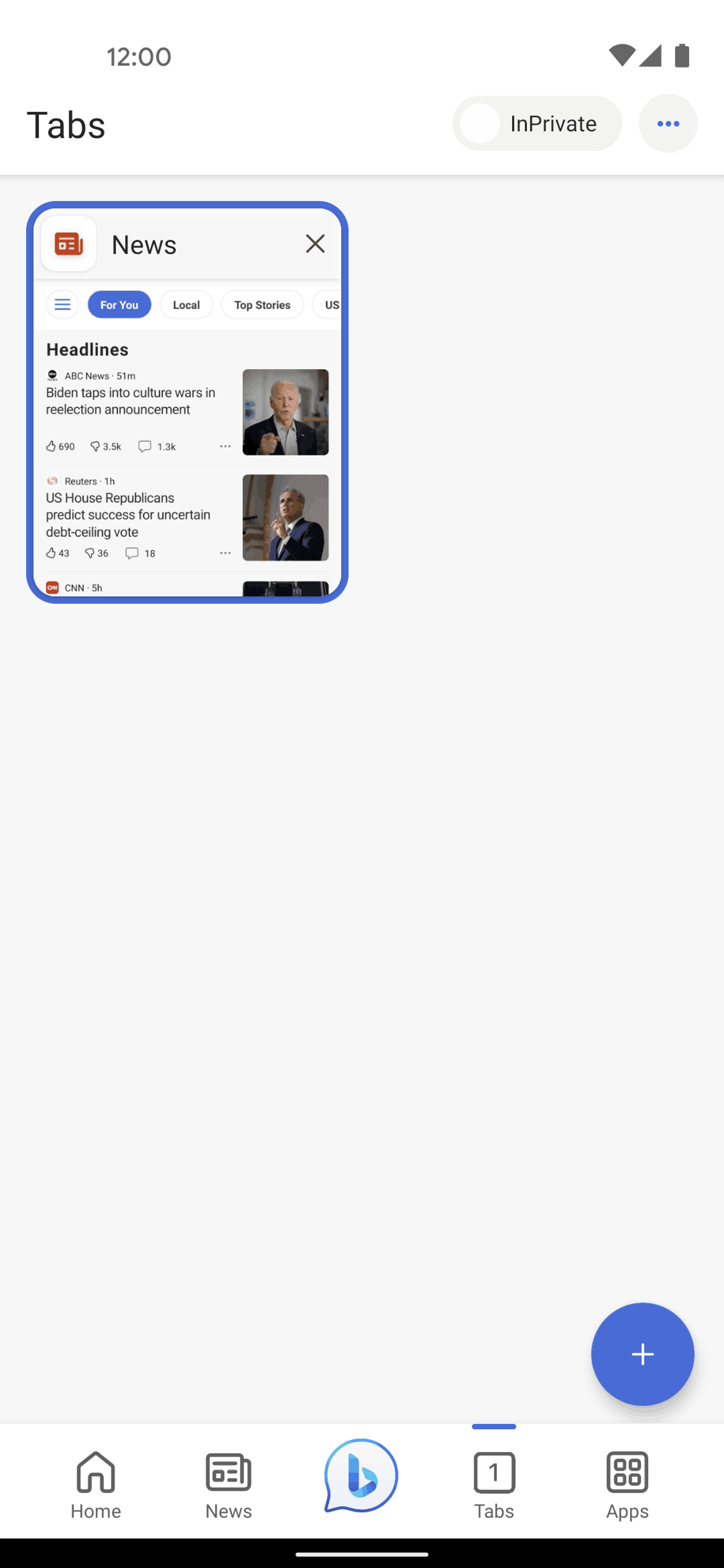 Bing Android AI interface screenshot 2