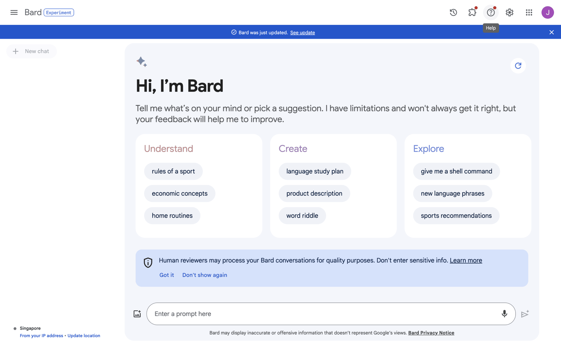 Bard Web AI interface screenshot 19