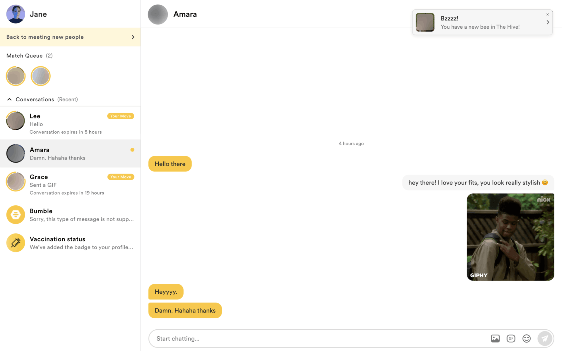 Bumble Web Lifestyle interface screenshot 9