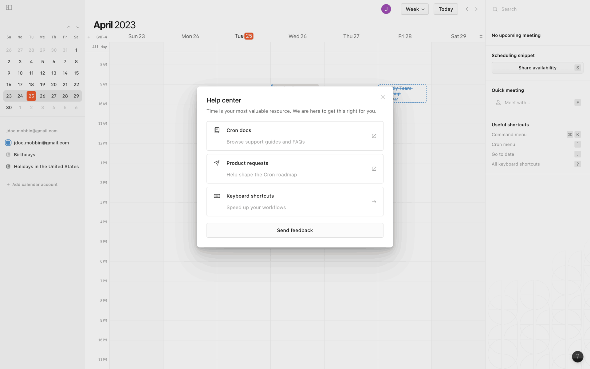 Cron Calendar Web Productivity interface screenshot 15
