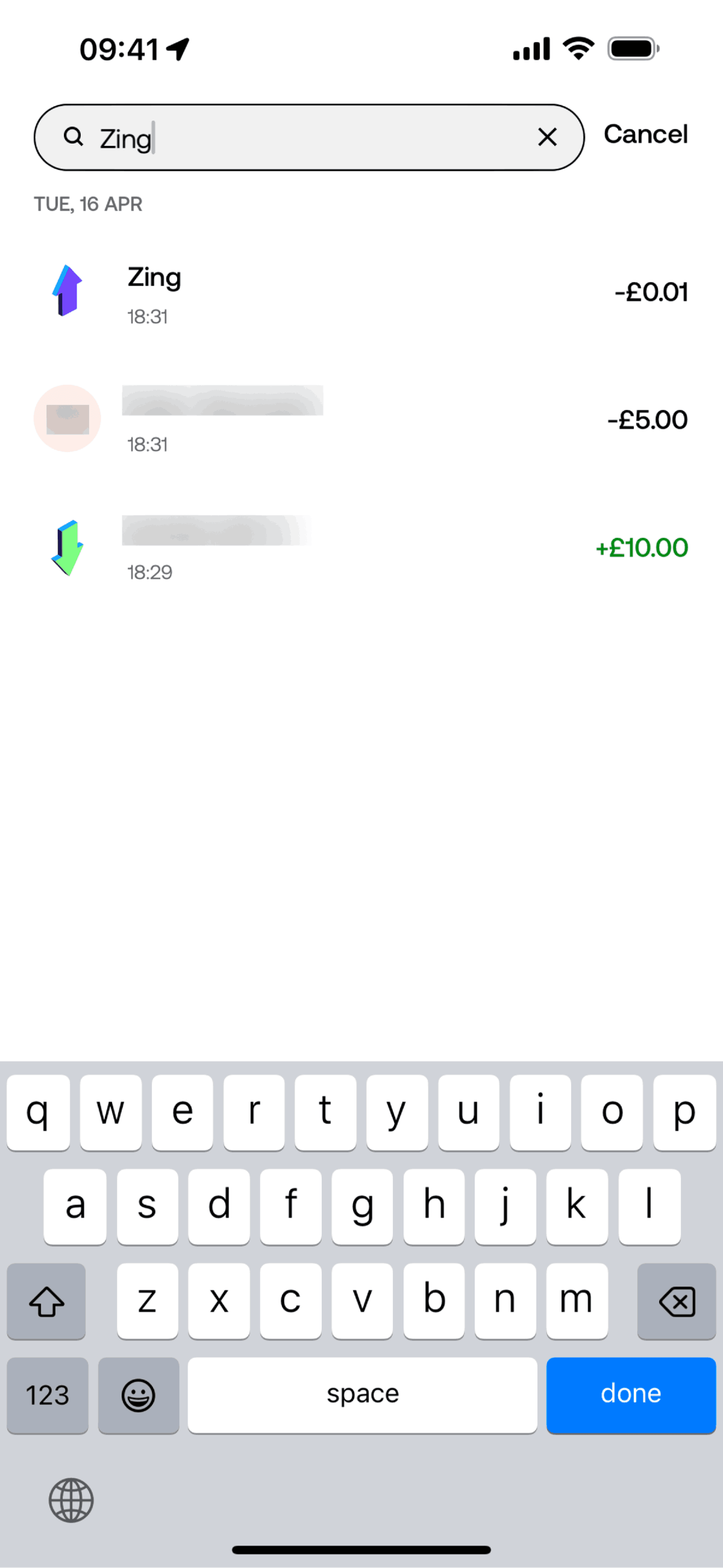 Zing iOS Finance interface screenshot 10