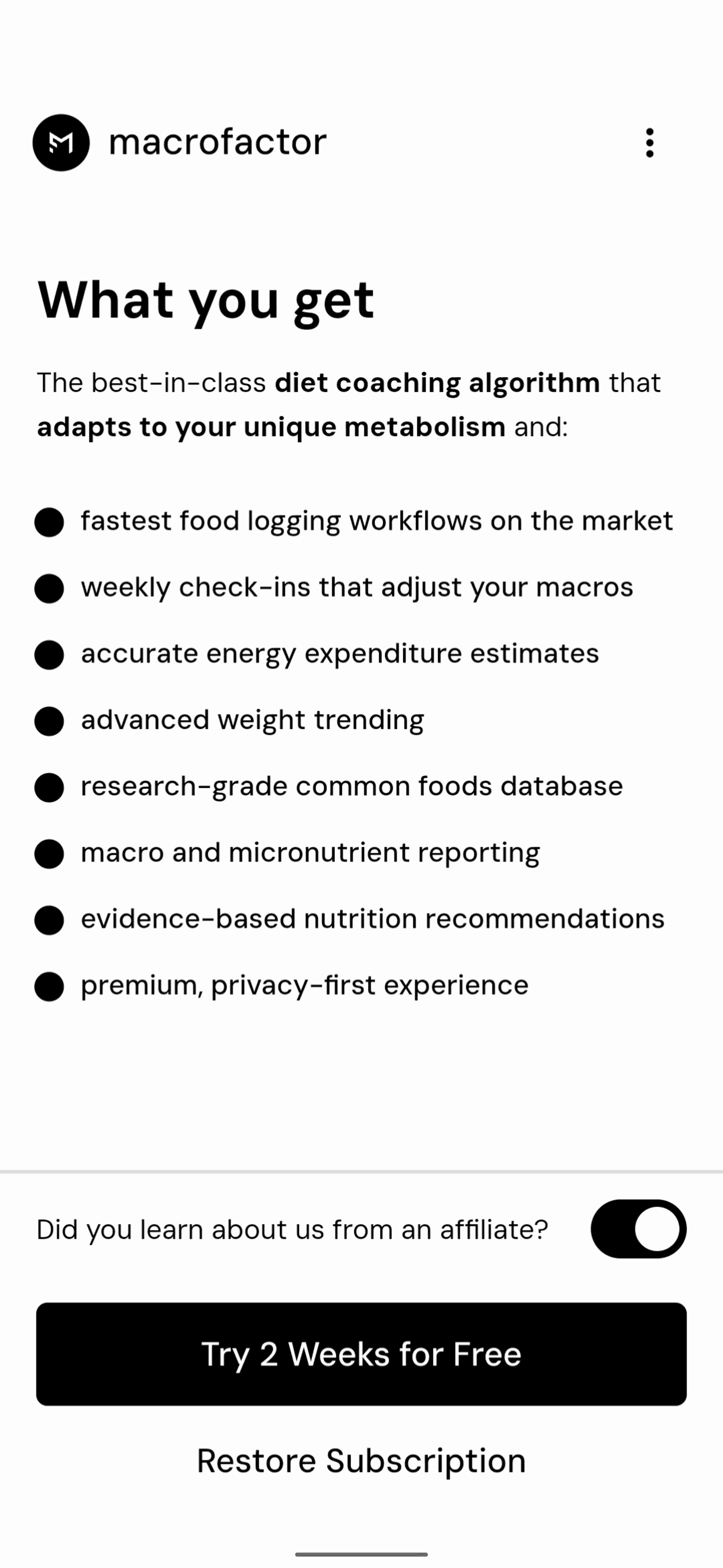 MacroFactor Android Health & Fitness interface screenshot 11