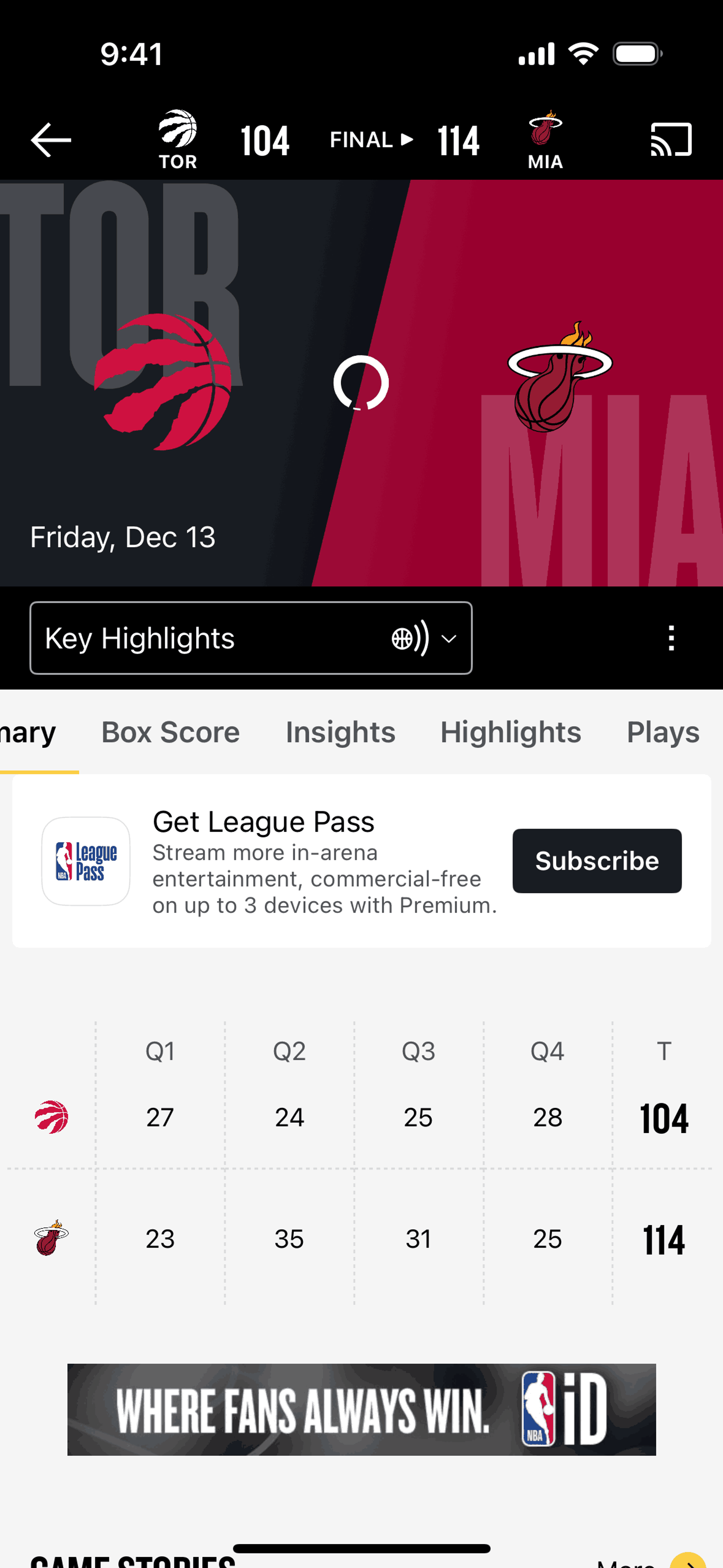 NBA iOS Sports interface screenshot 2