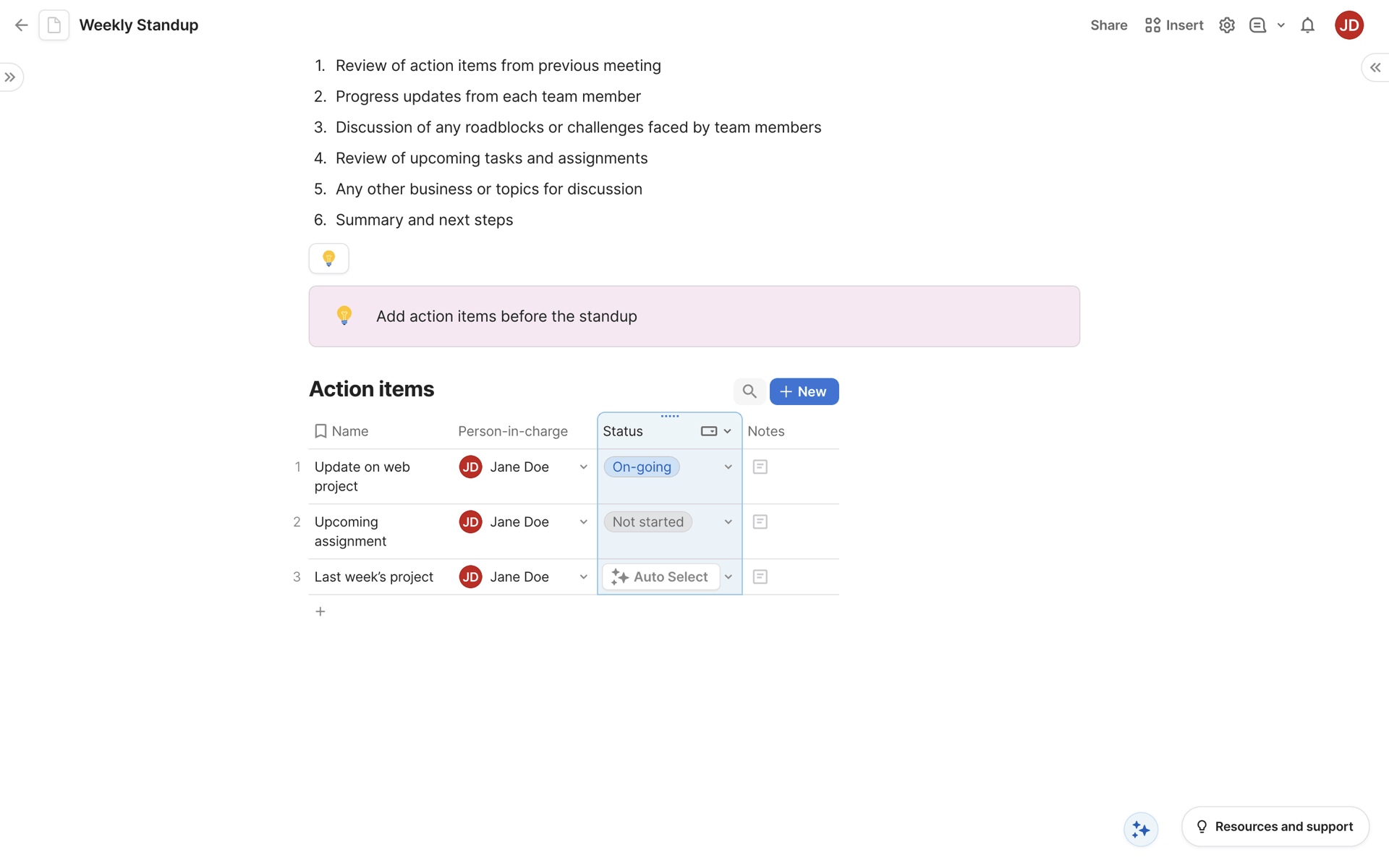 Coda Web Productivity interface screenshot 9