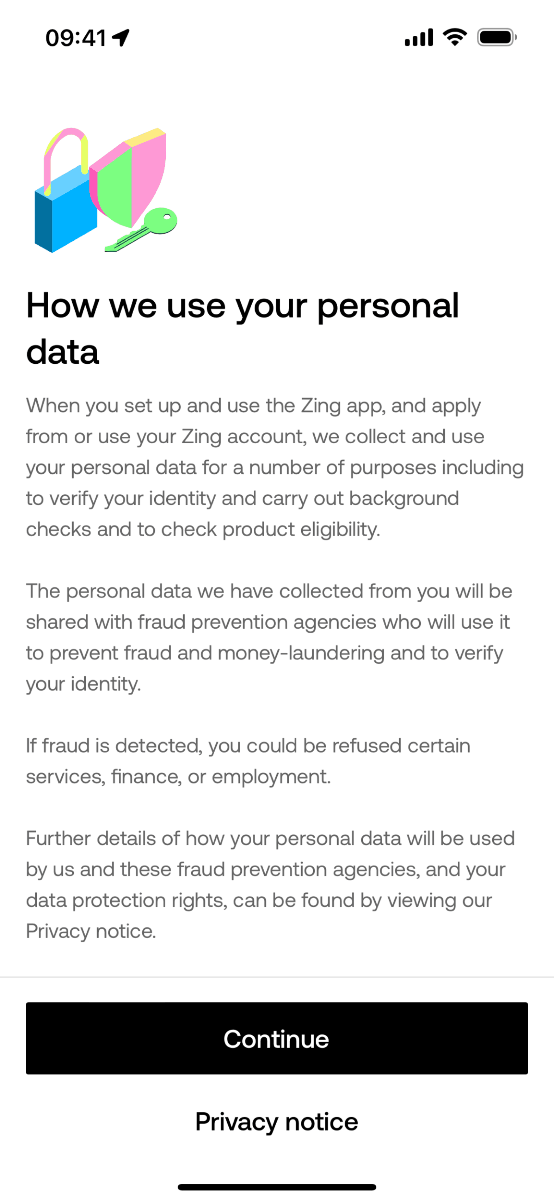 Zing iOS Finance interface screenshot 3
