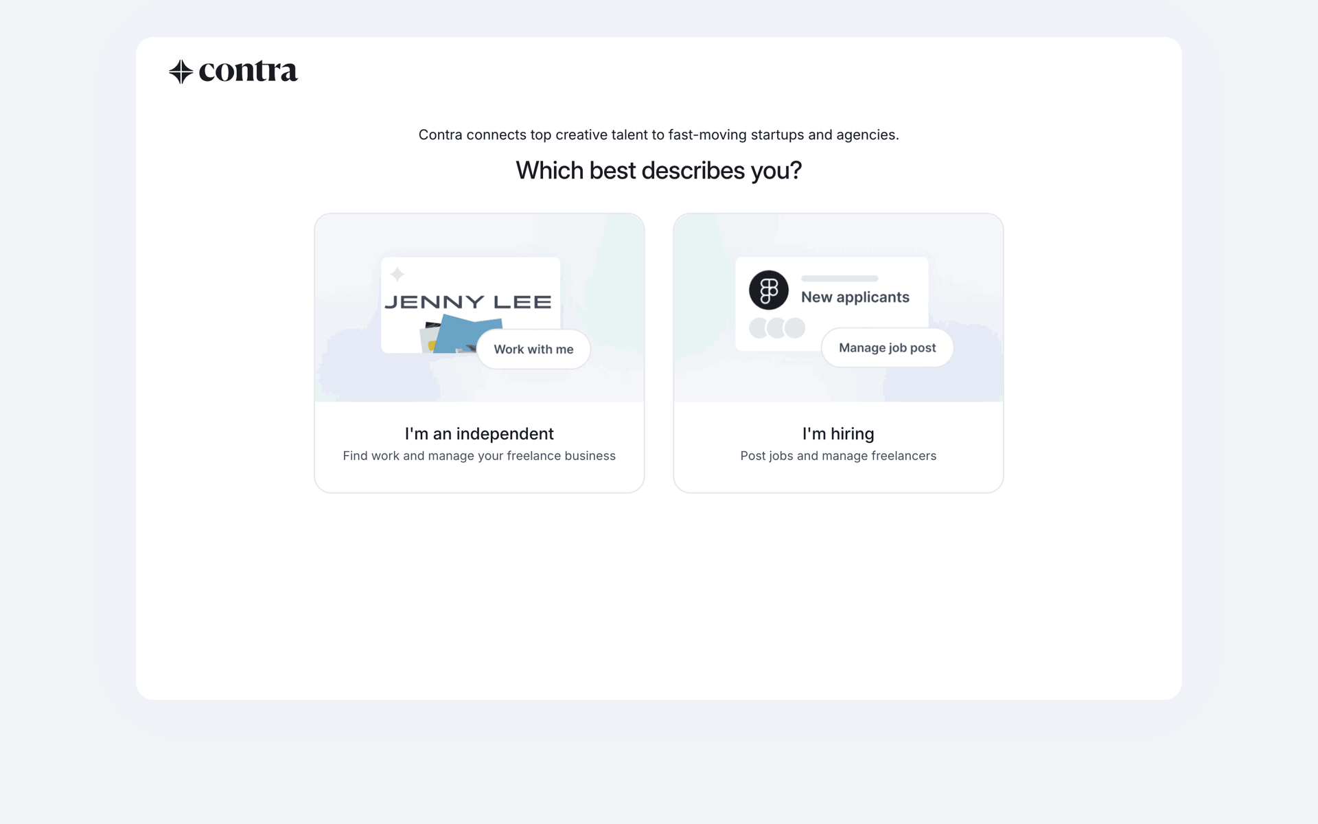 Onboarding (freelancer) on Contra (web) screen 6