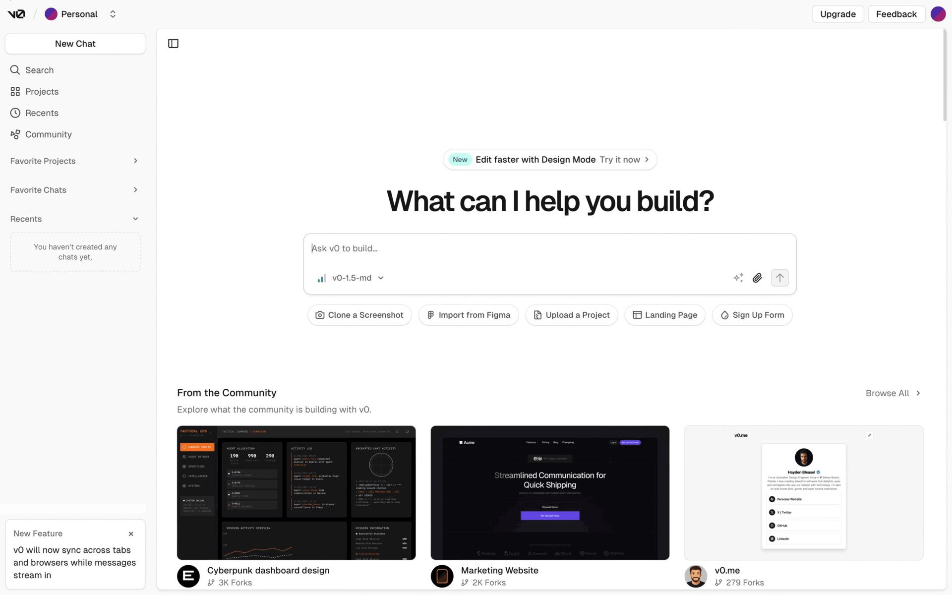 v0 Web AI interface screenshot 7