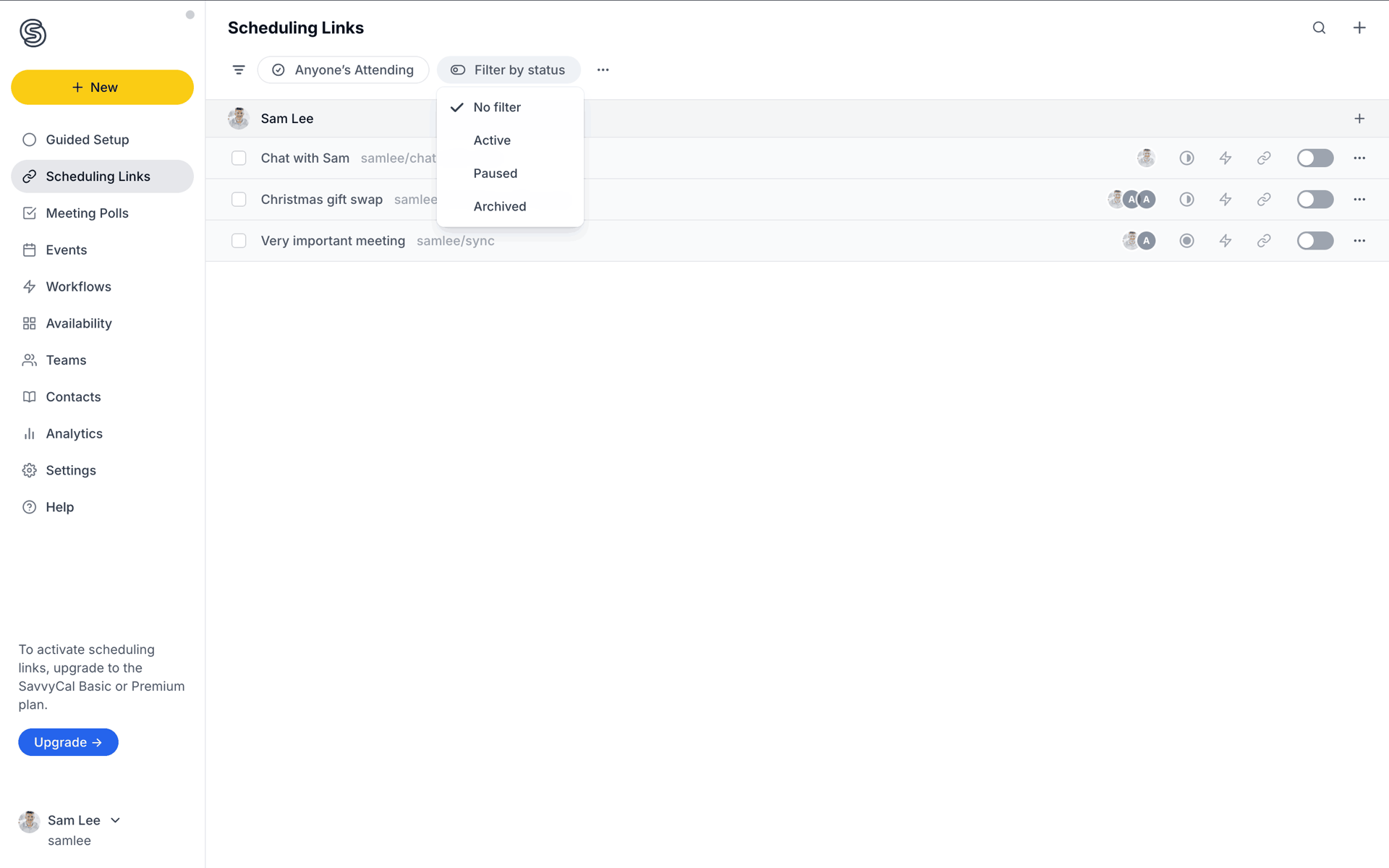 SavvyCal Web Collaboration interface screenshot 8