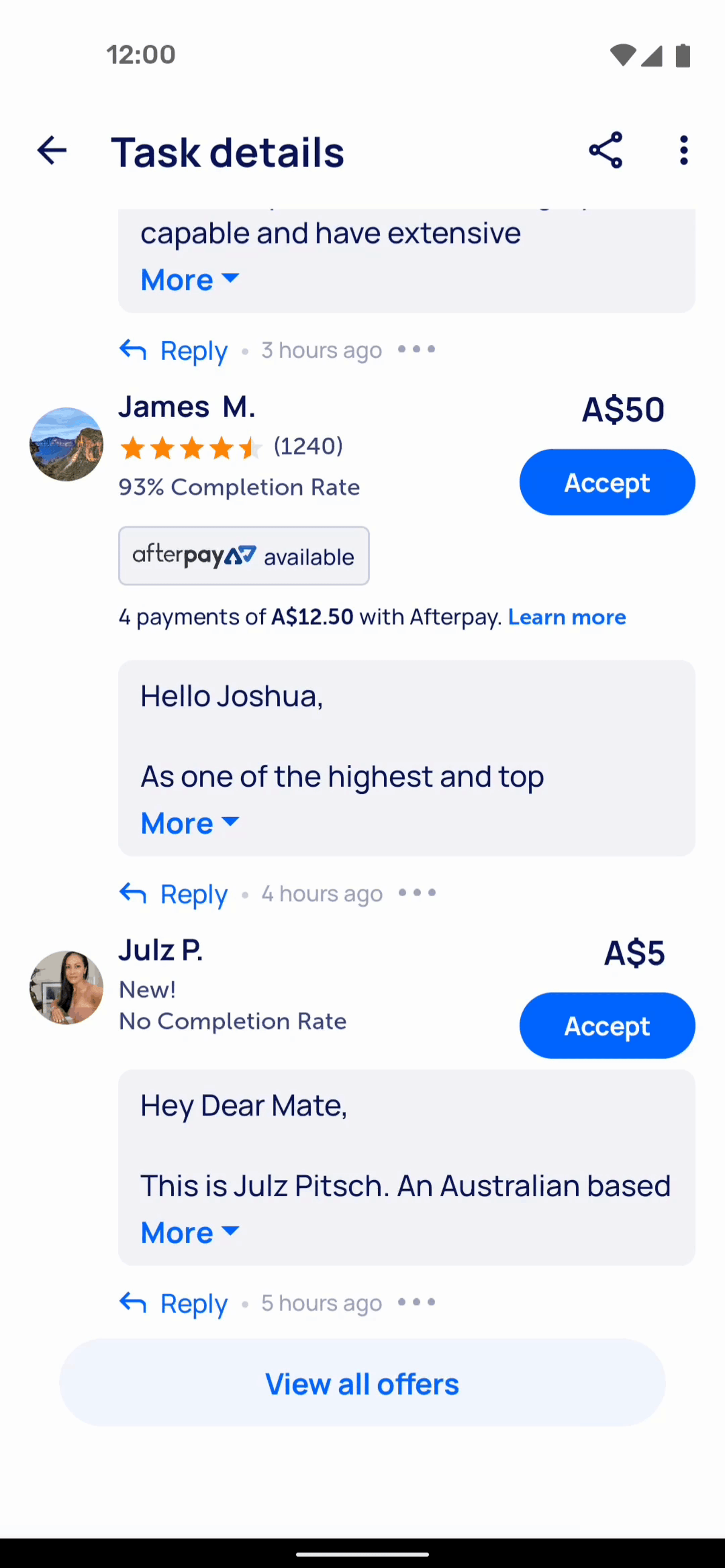 Airtasker Android Business interface screenshot 2