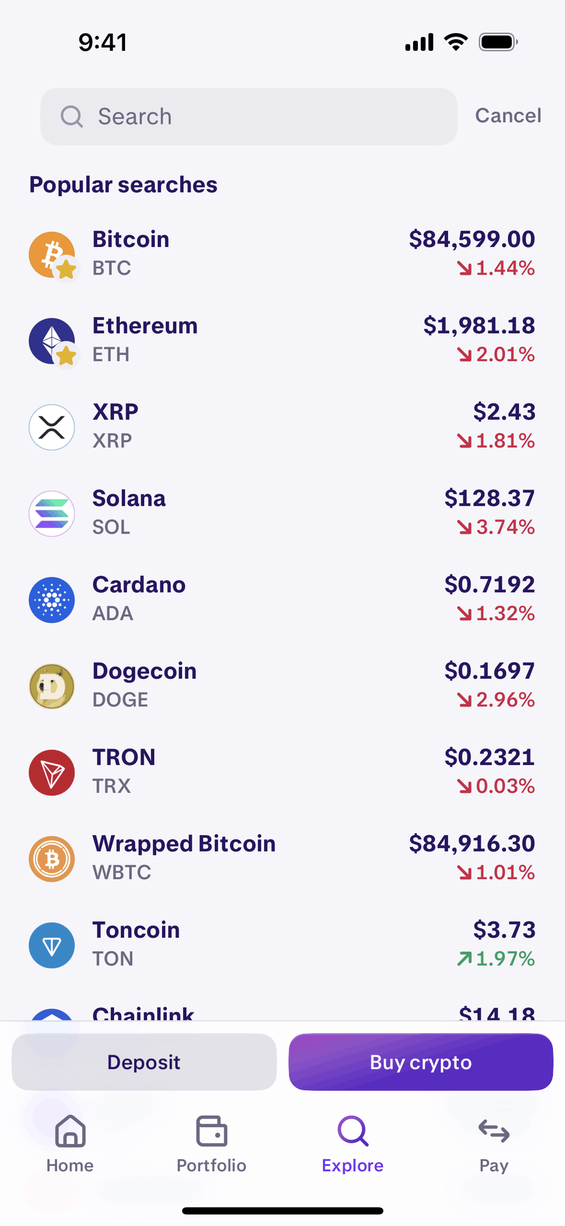 Kraken iOS Finance interface screenshot 15