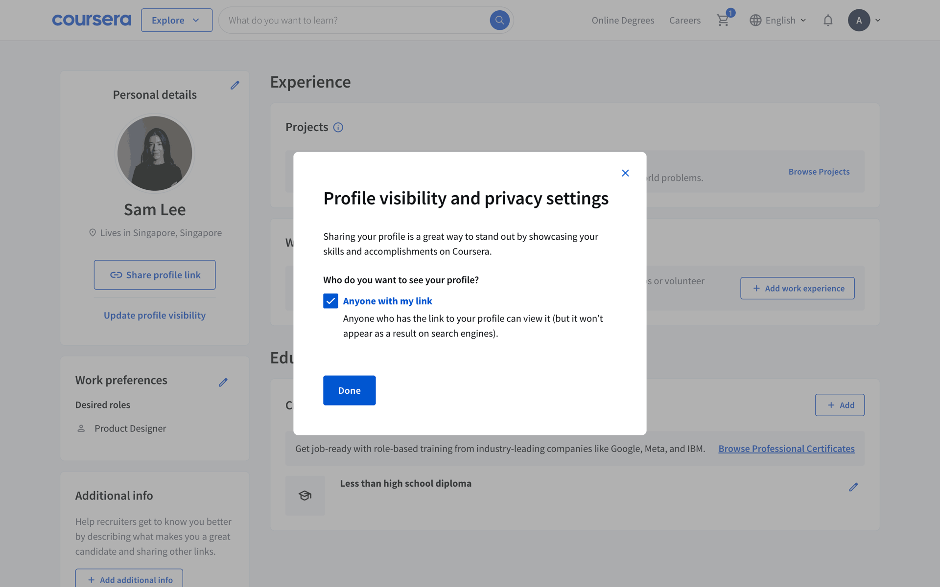 Coursera Web Education interface screenshot 19