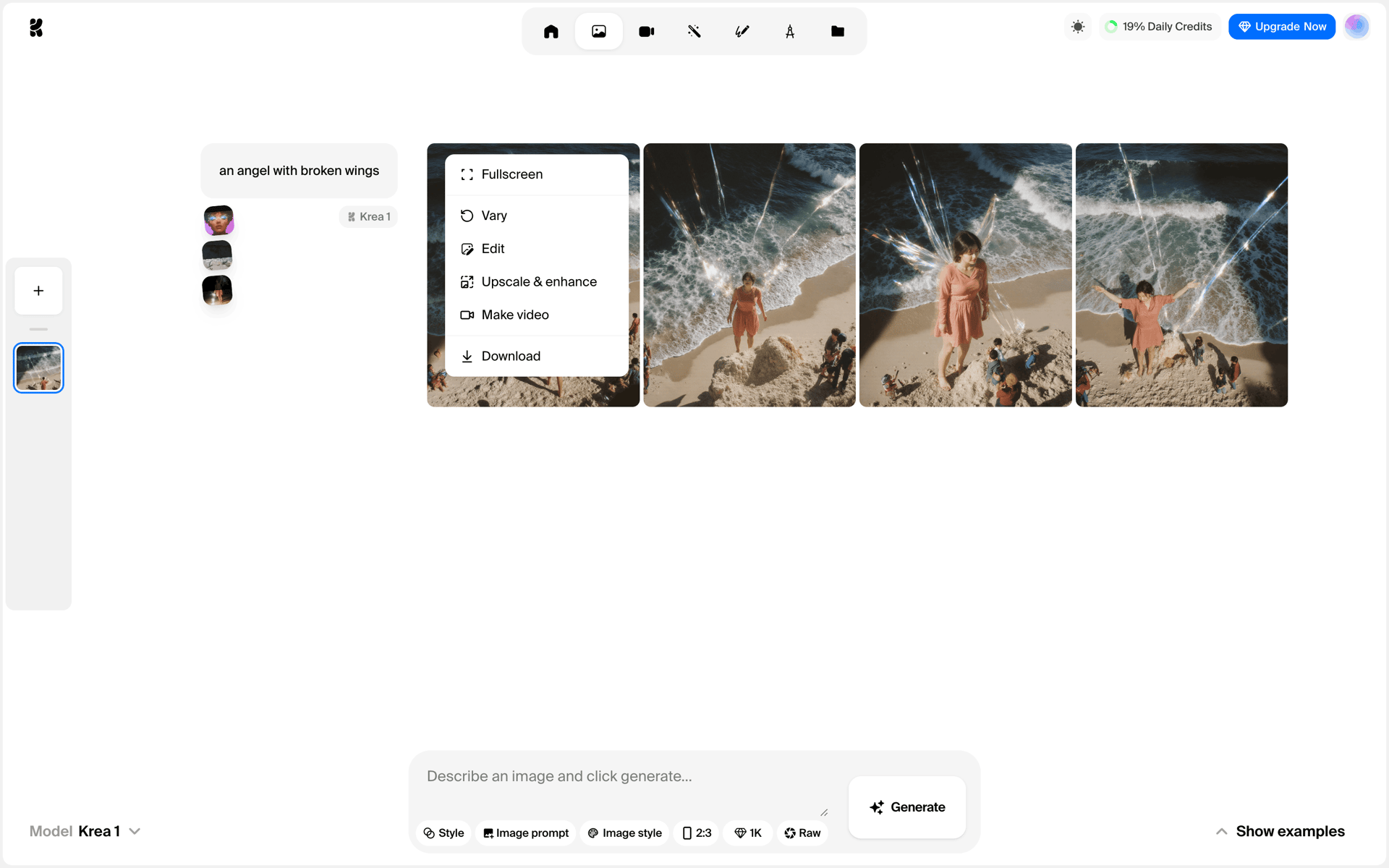 Krea AI Web Photo & Video interface screenshot 11