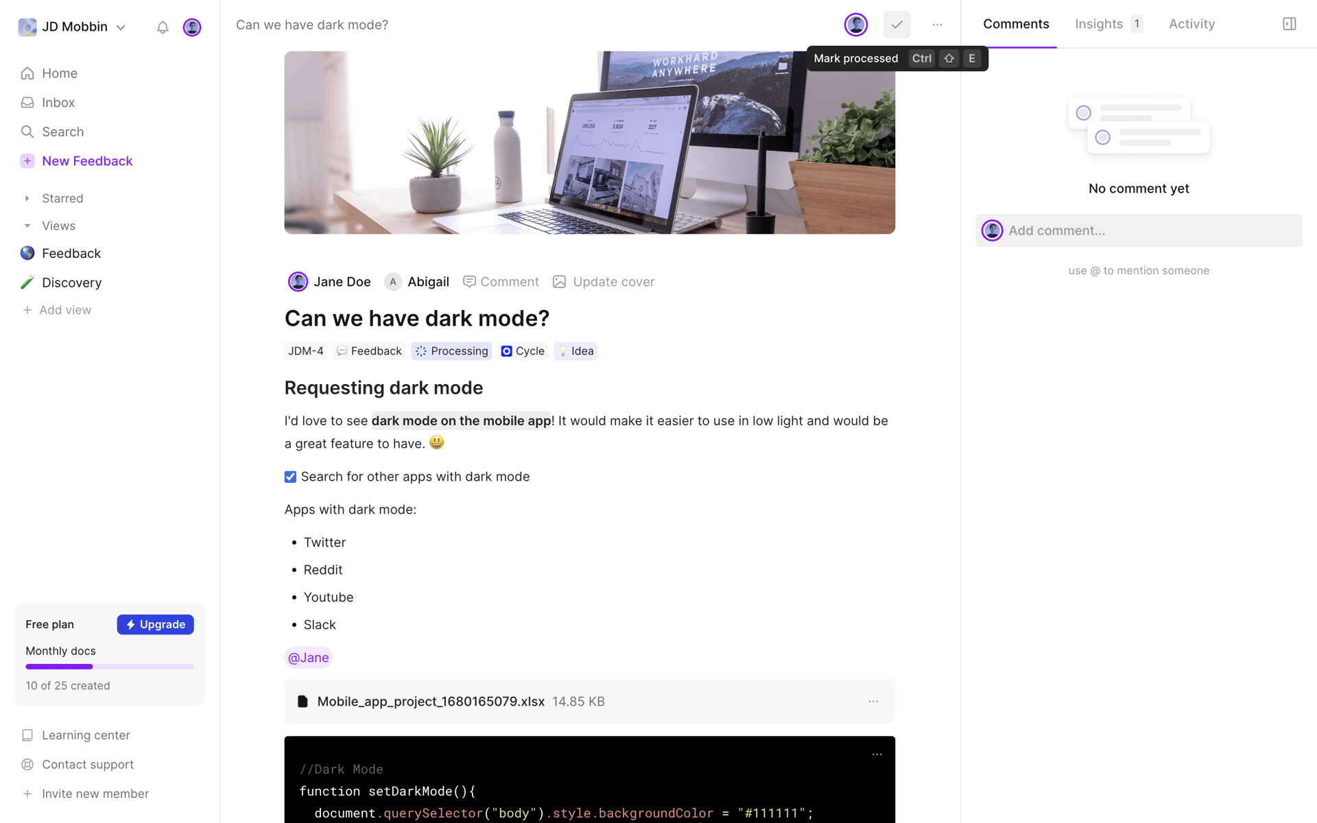 Cycle Web Productivity interface screenshot 18