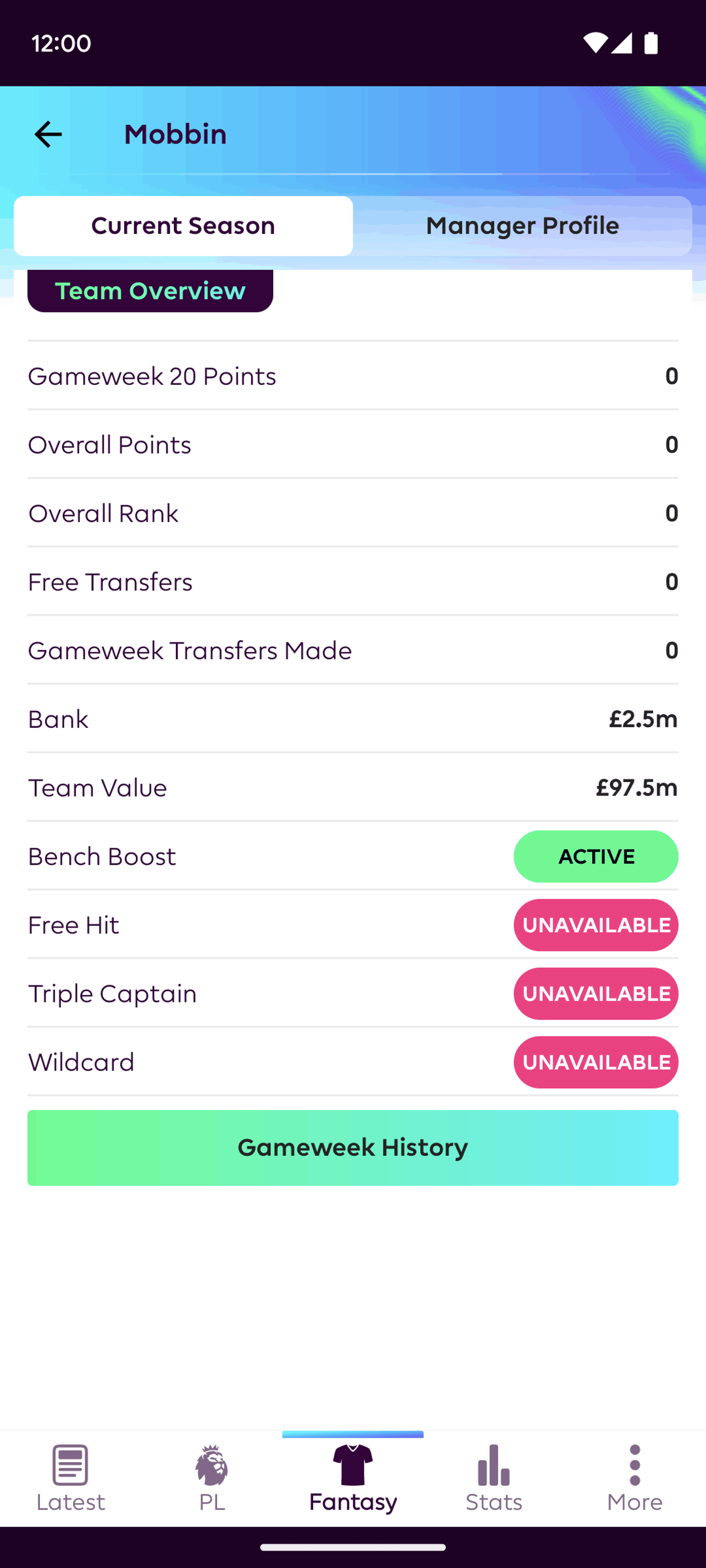 Premier League Android Sports interface screenshot 10