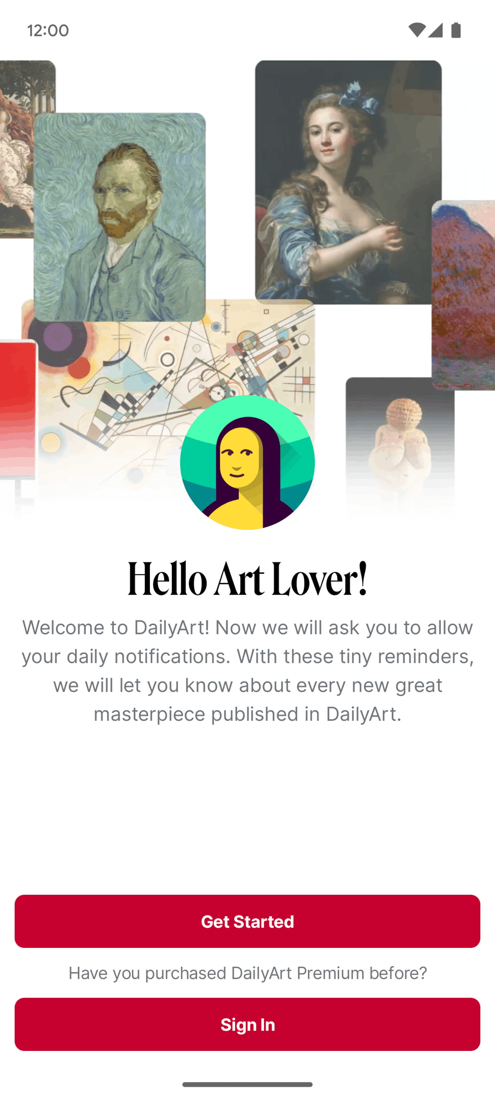 DailyArt Android Education interface screenshot 2