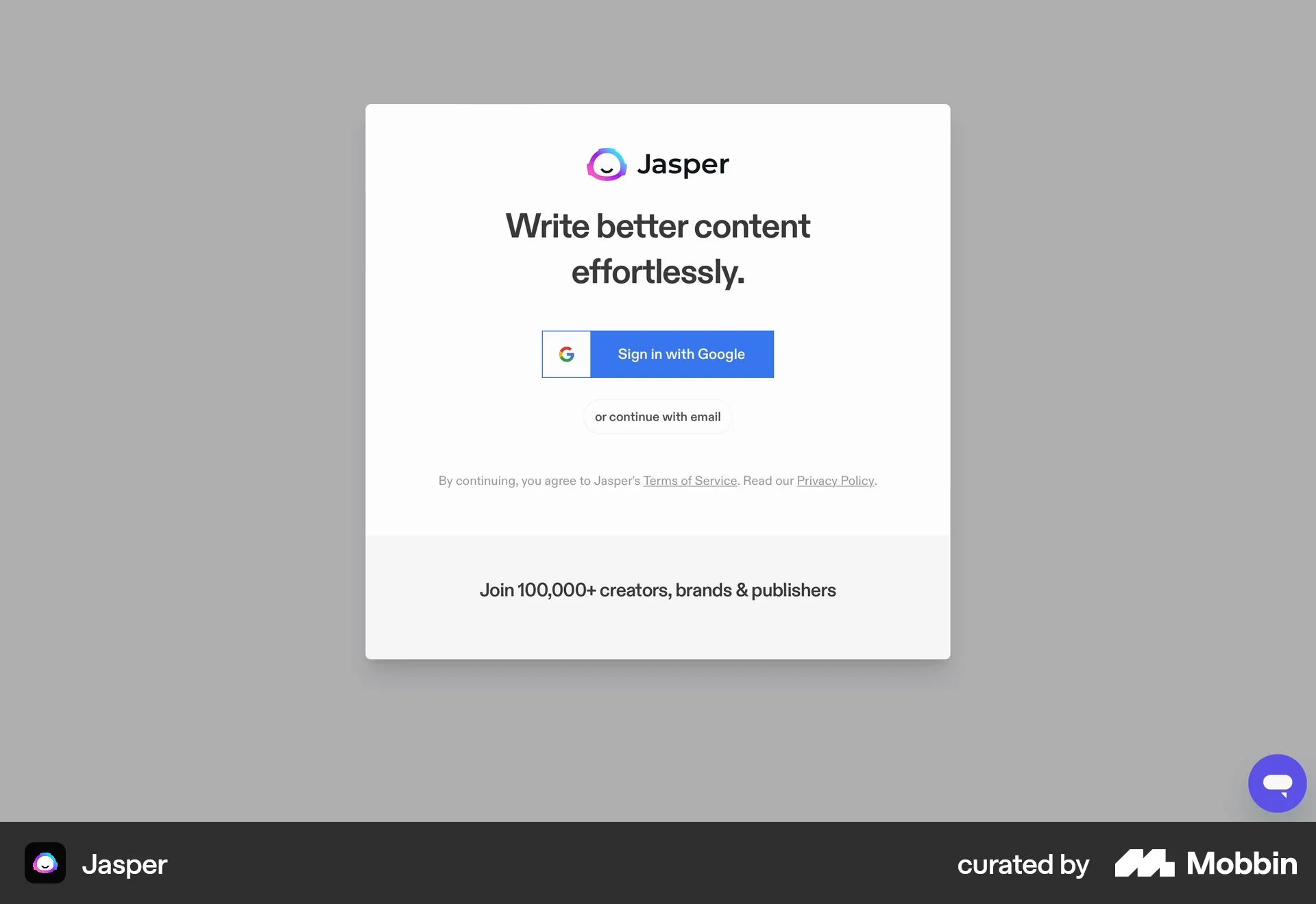 Onboarding on Jasper (web) screen 2