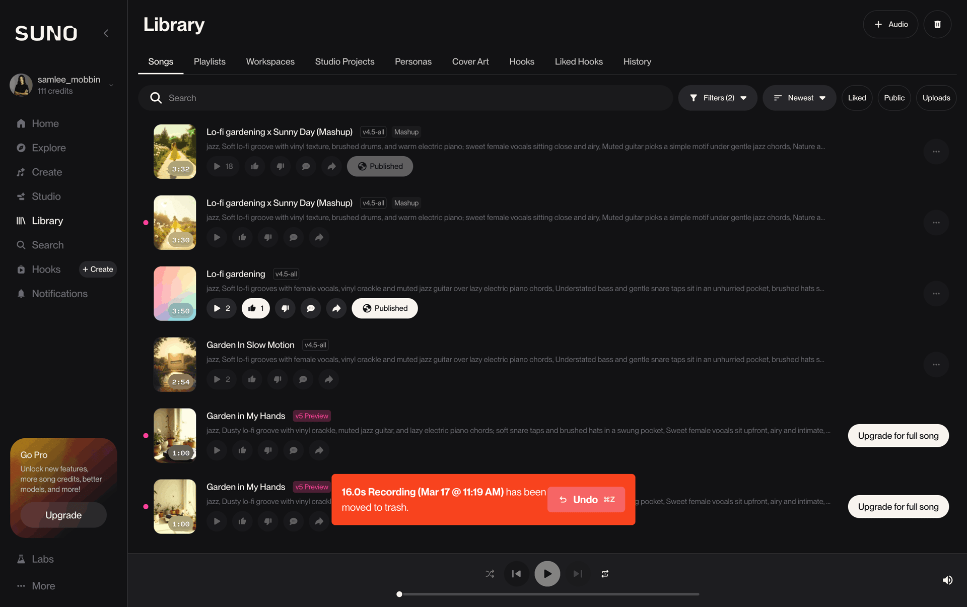 Suno Web AI interface screenshot 14