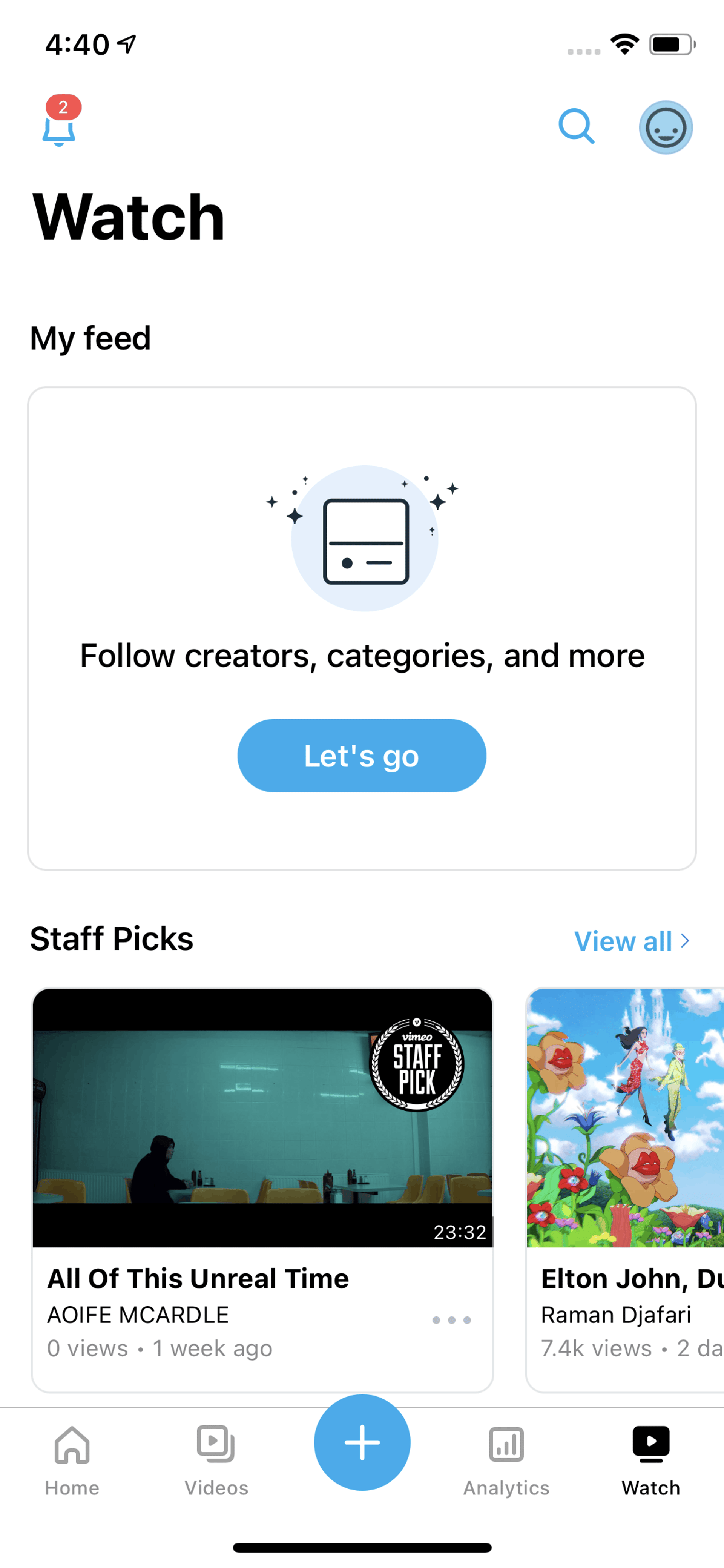 Vimeo iOS Photo & Video interface screenshot 3