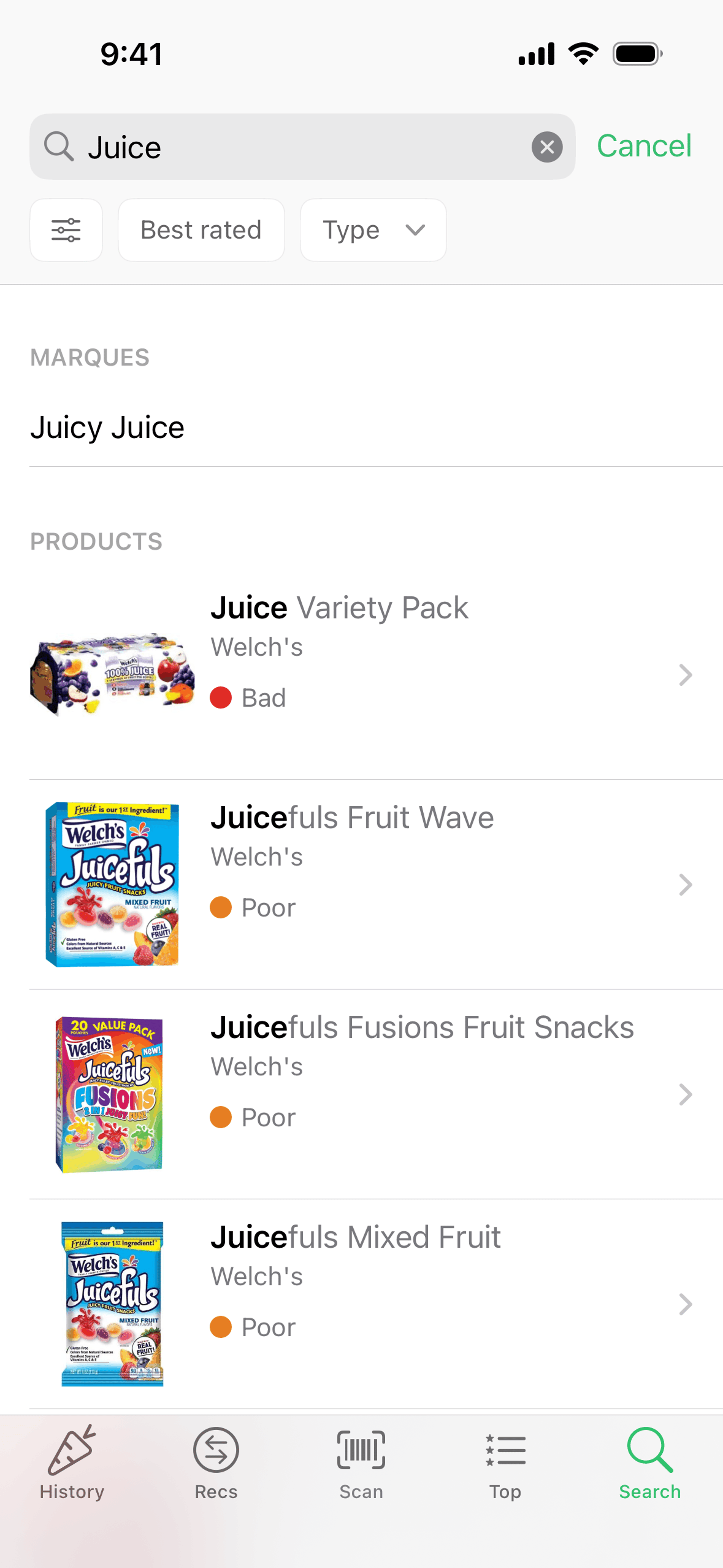 Yuka iOS Health & Fitness interface screenshot 3