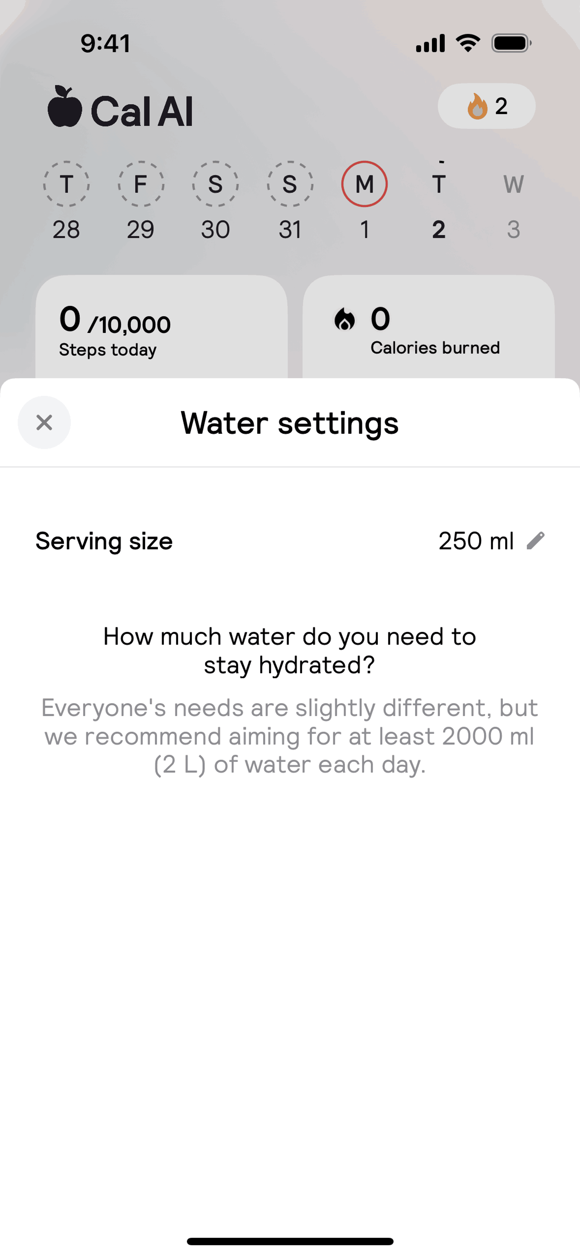 Cal AI iOS AI interface screenshot 8
