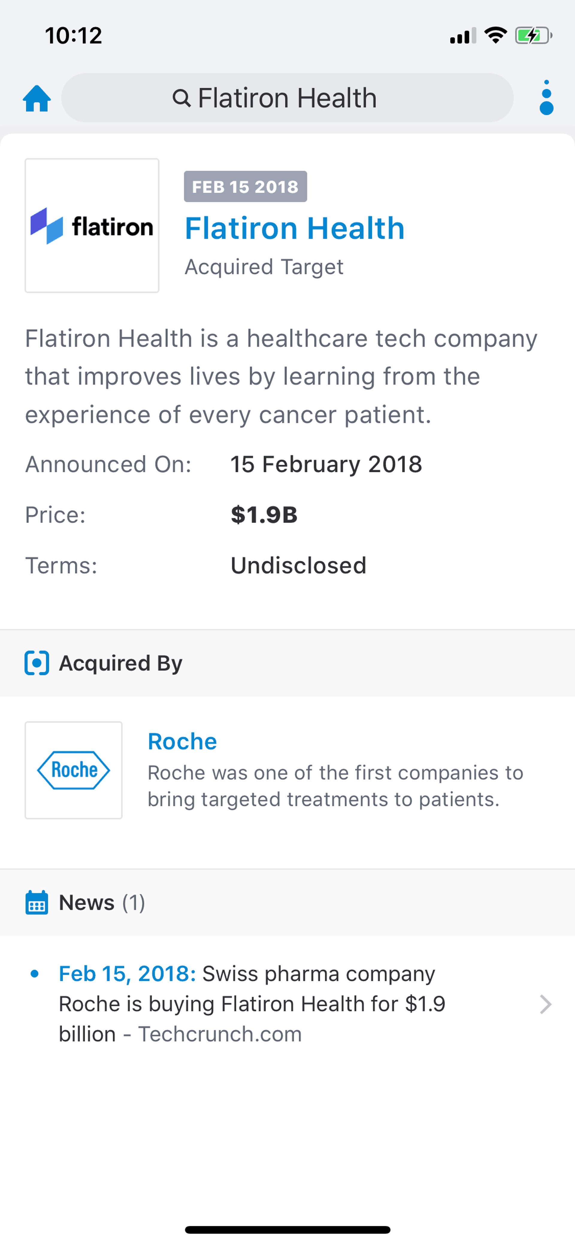 Crunchbase iOS Business interface screenshot 12
